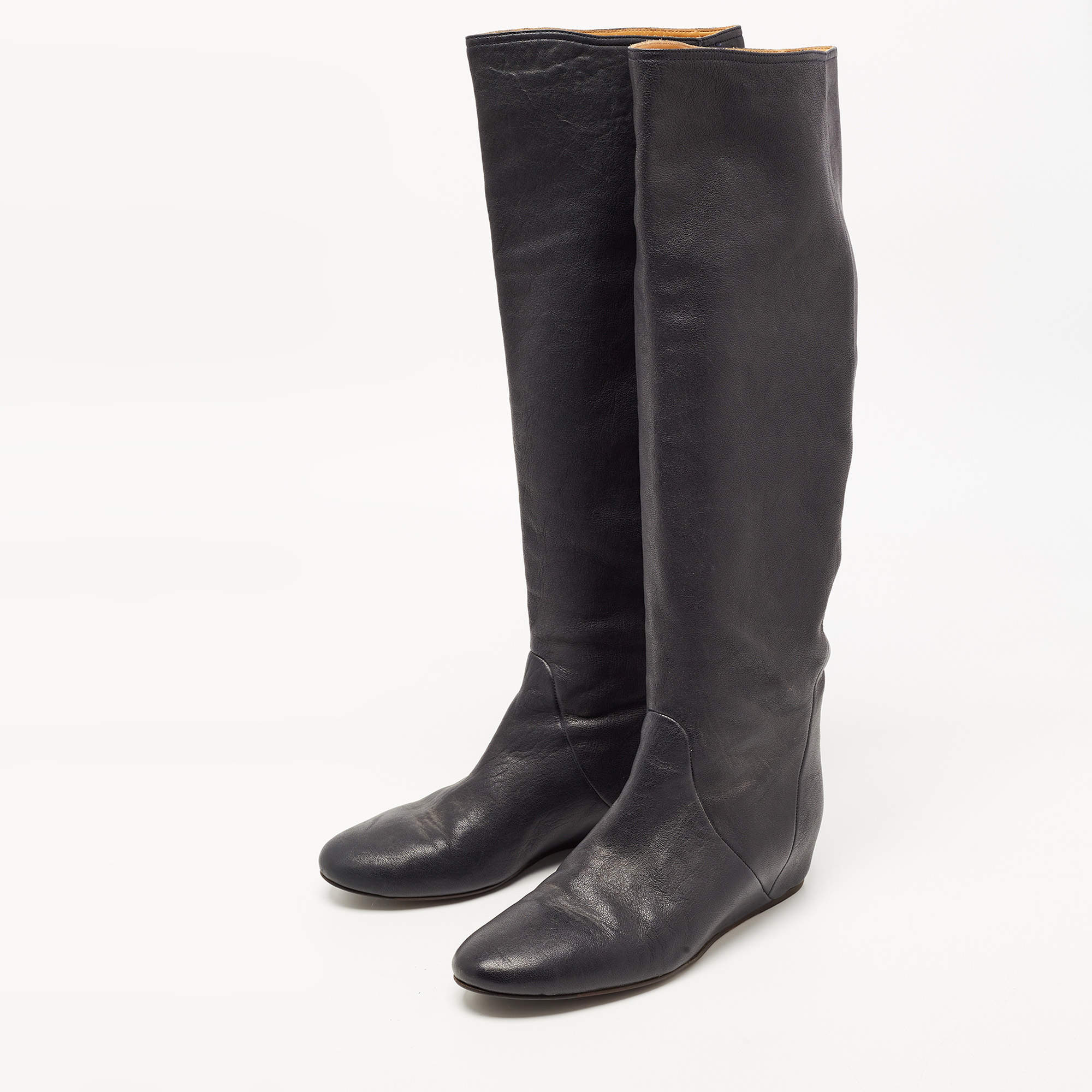 Lanvin Black Leather Knee Length Boots Size 39 Lanvin TLC