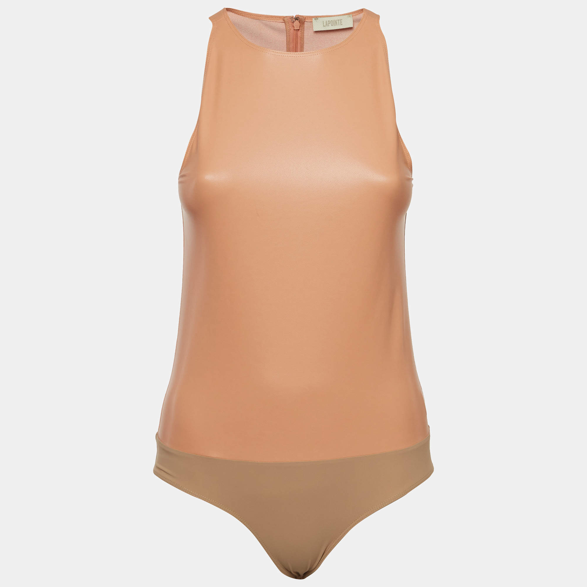 Lapointe Pink Faux Leather Sleeveless Bodysuit S