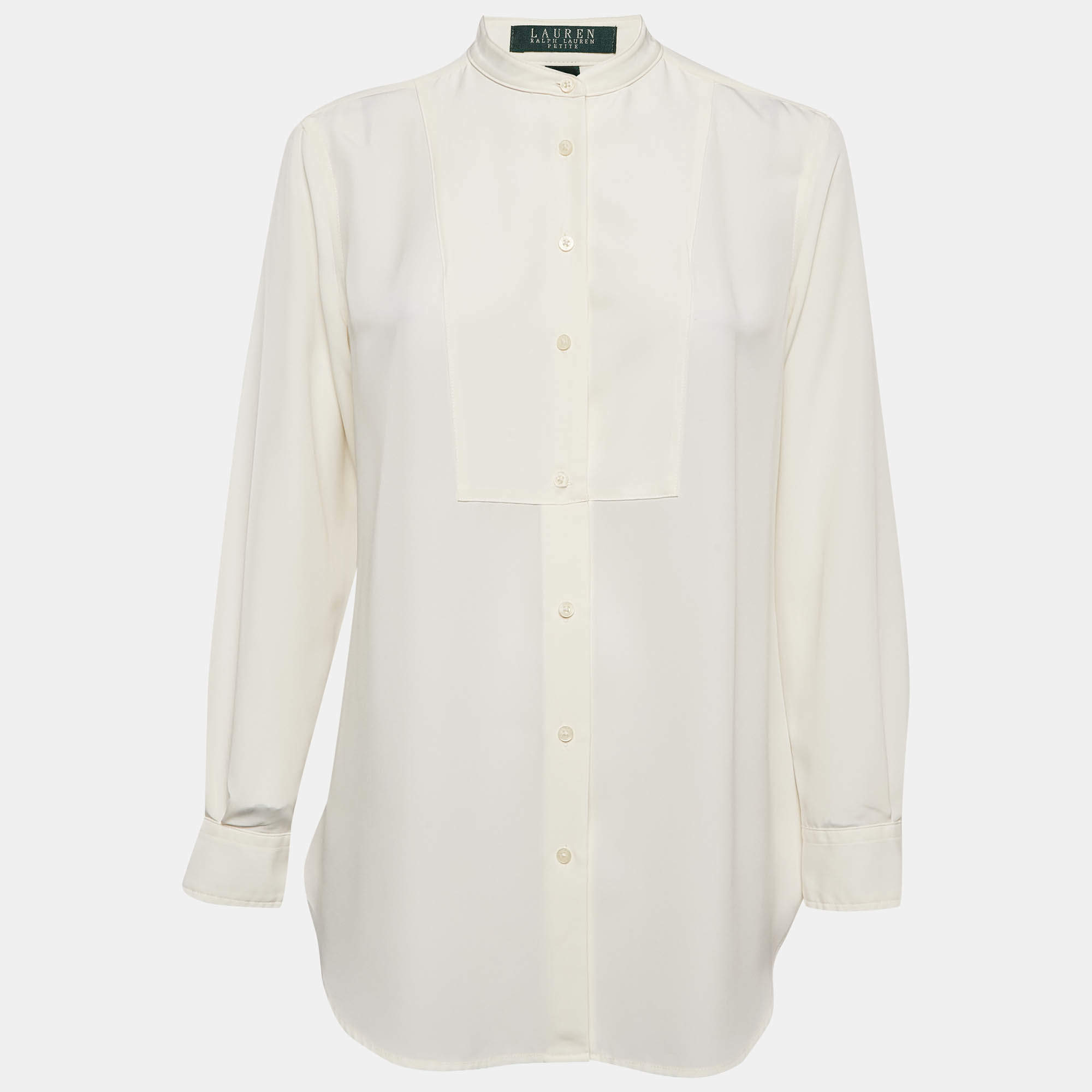 Lauren Ralph Lauren Cream Chiffon Button Front Shirt M