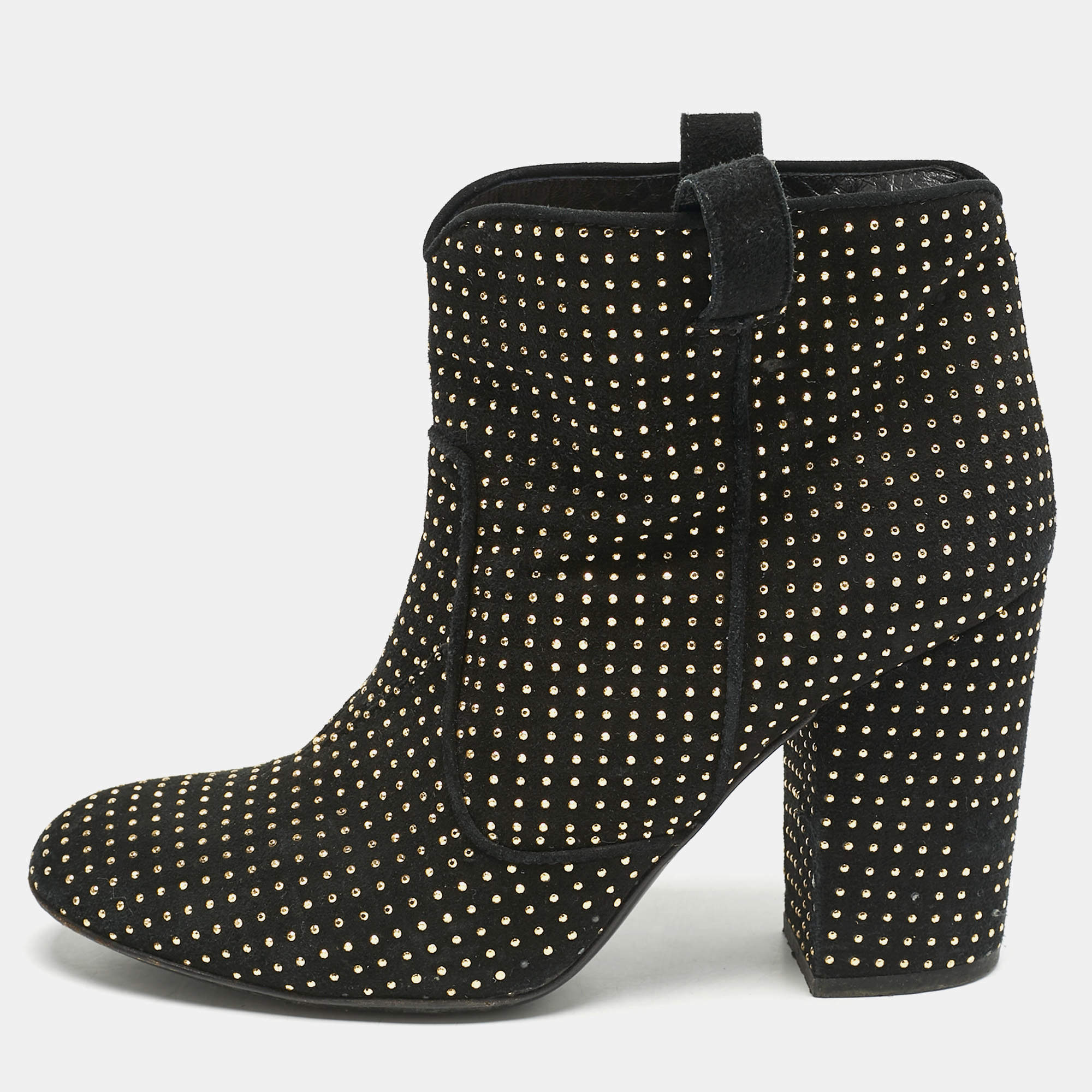 Laurence Dacade Black Suede Pete Studded Ankle Boots Size 39