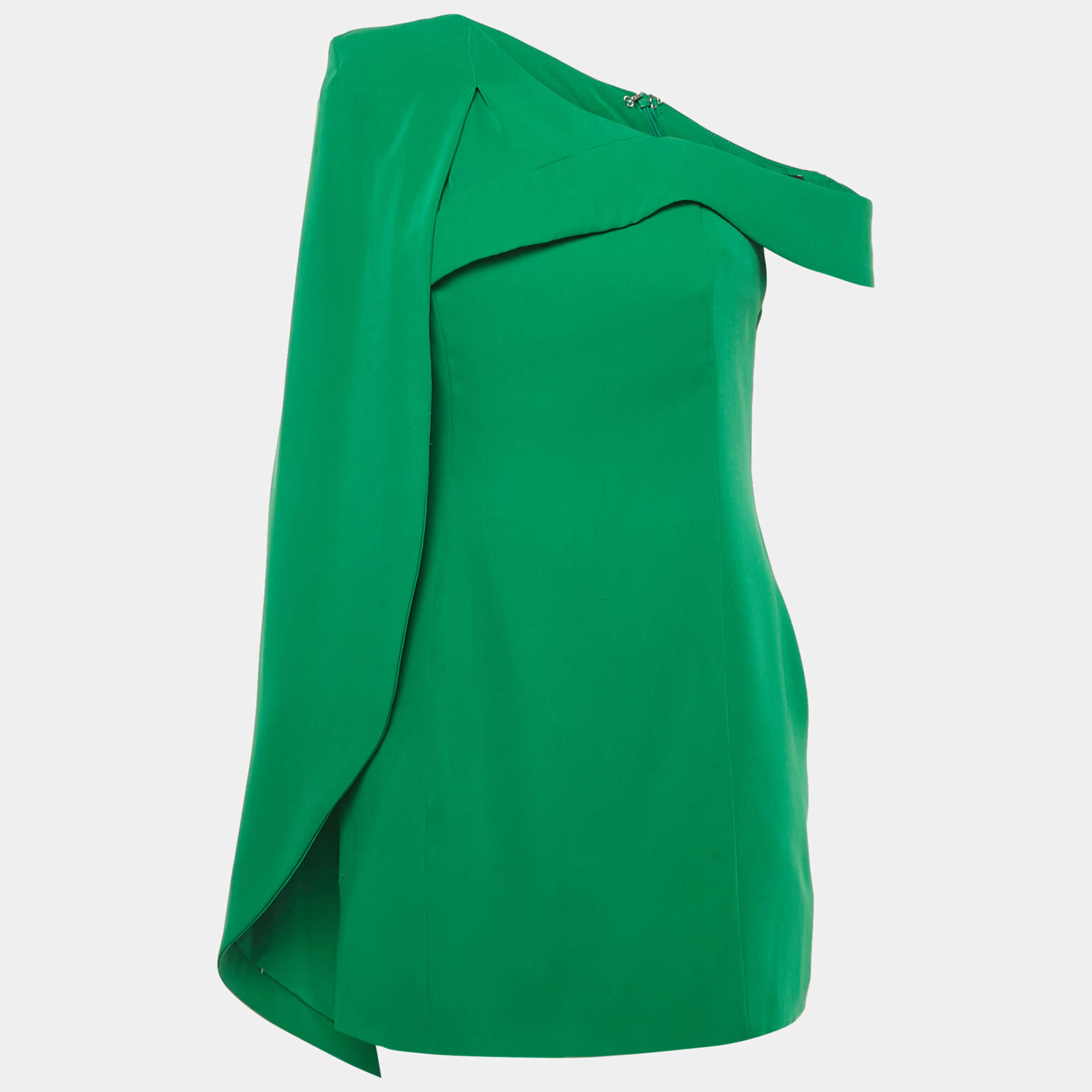 Pre Owned Lavish Alice Green Crepe Asymmetric Mini Dress M