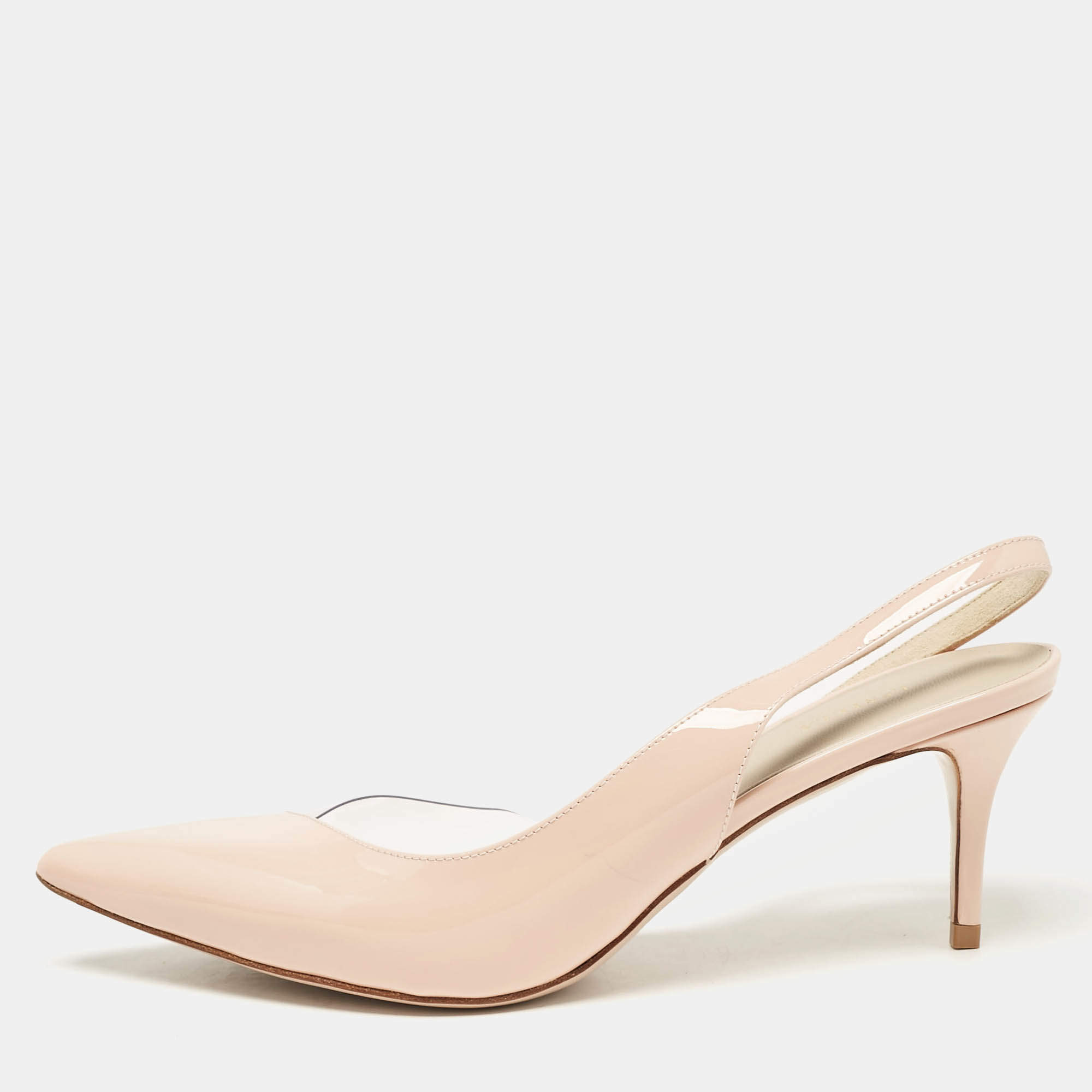 Le Silla Pink Patent Leather and PVC Slingback Pumps Size 39