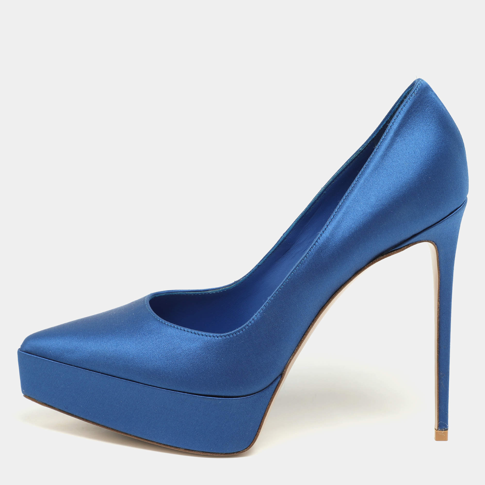 Le Silla Blue Satin Uma Platform Pumps Size 38