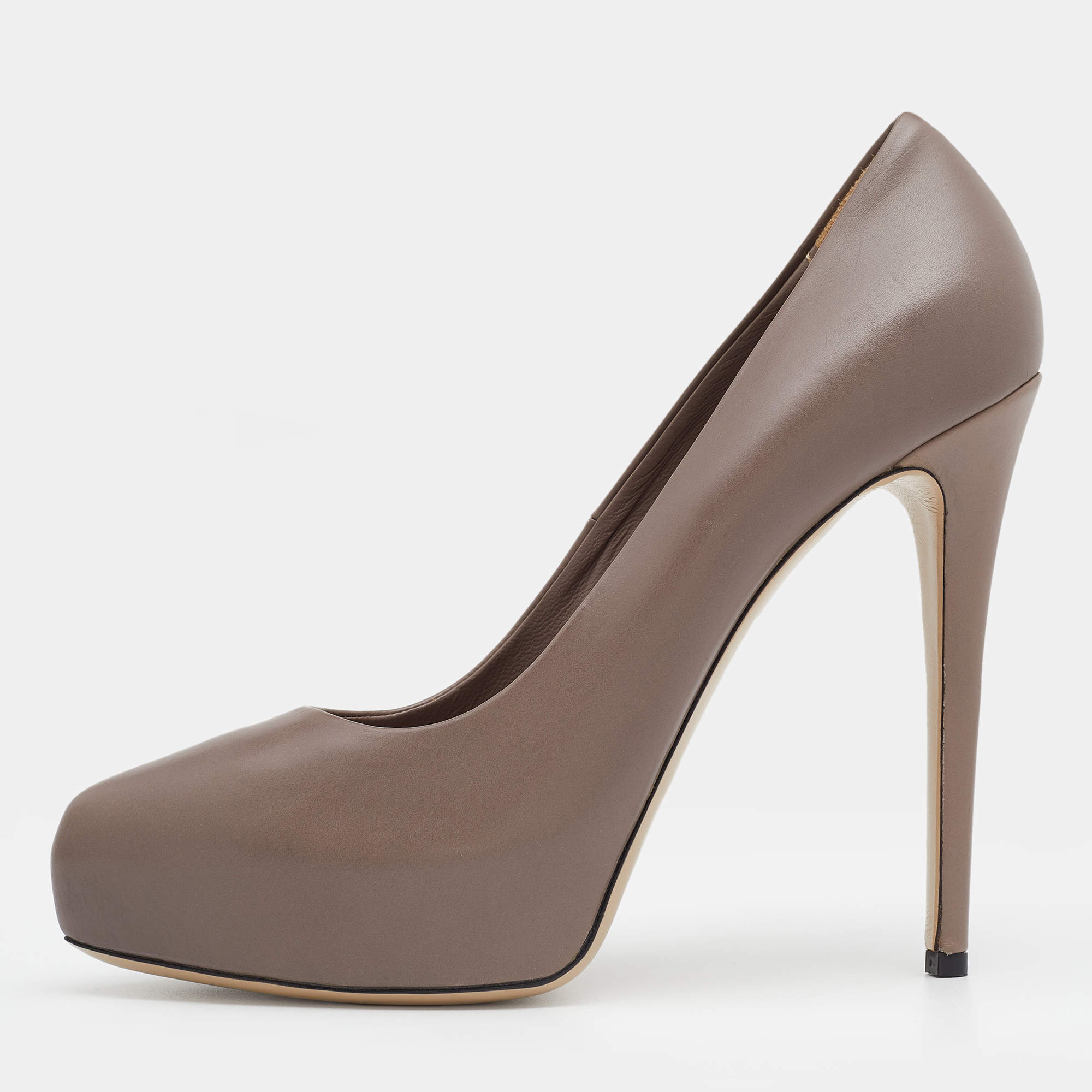 Le Silla Grey Leather Platform Pumps Size 38