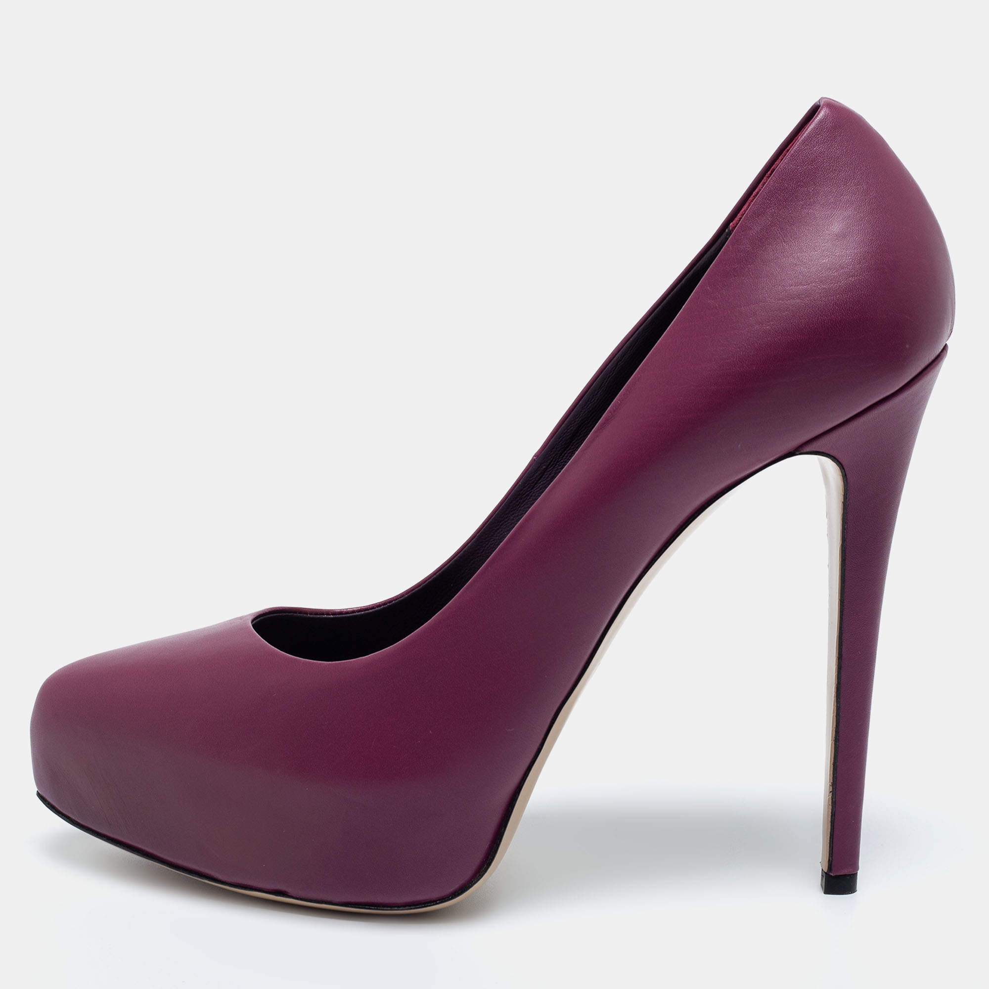 Pre Owned Le Silla Purple Leather Platform Pumps Size 38