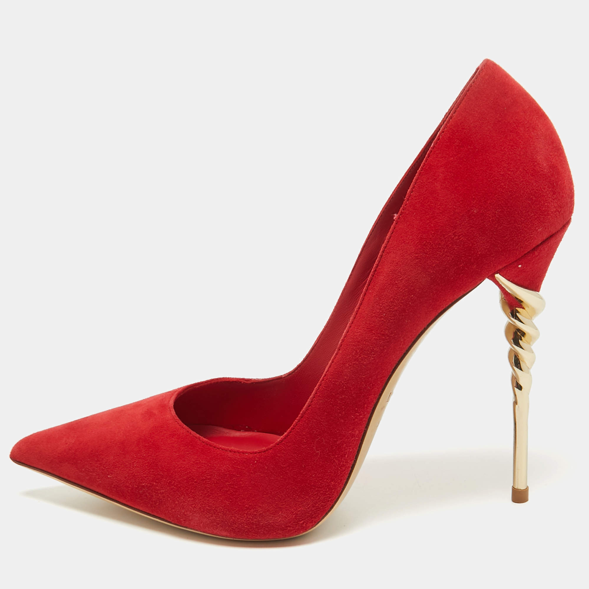 Pre Owned Le Silla Red Suede Pointed Toe Pumps Size 39