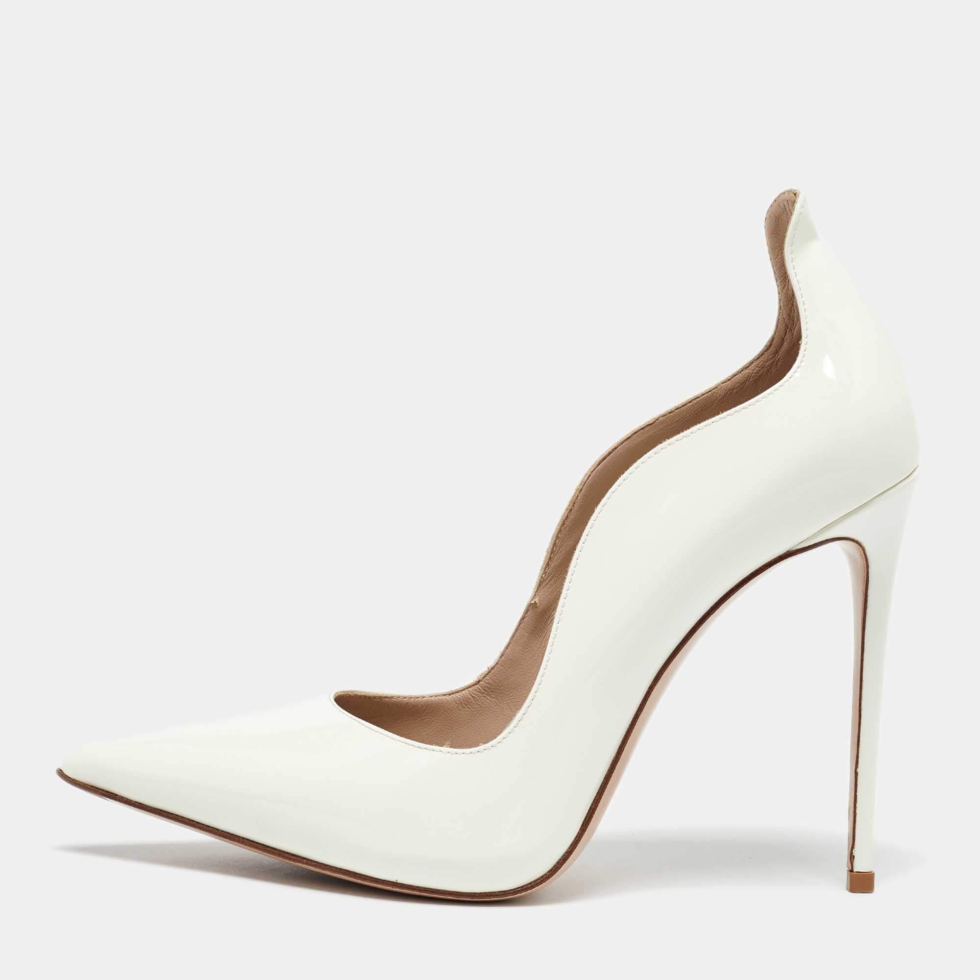 Pre Owned Le Silla White Patent Leather Pumps Size 39.5