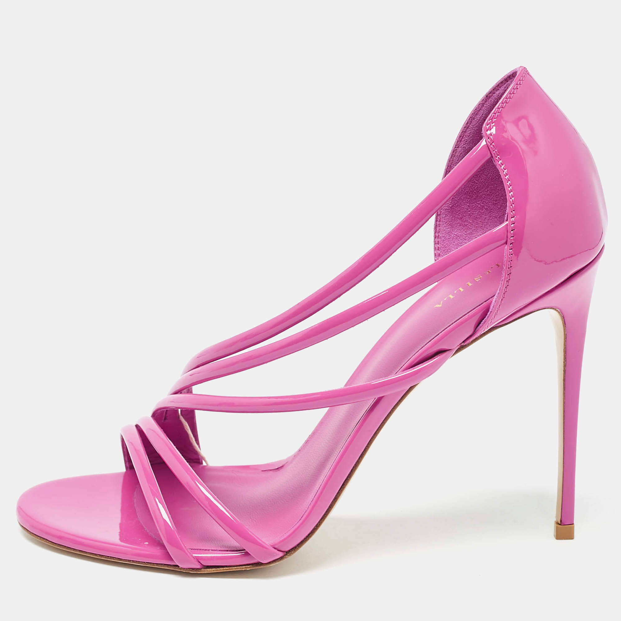 Le Silla Purple Patent Leather Scarlet Sandals Size 40