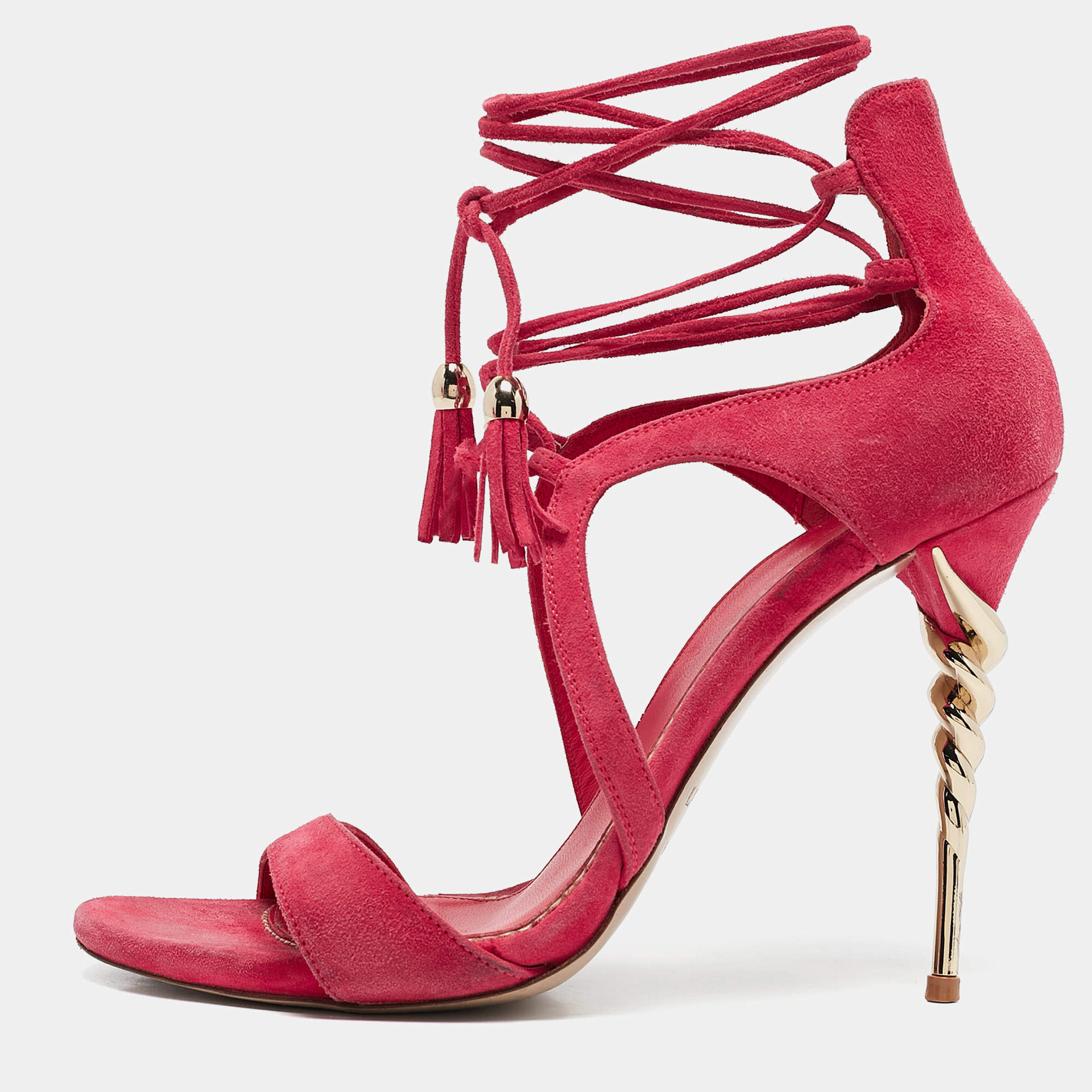 Le Silla Pink Suede Ankle Strap Sandals Size 40