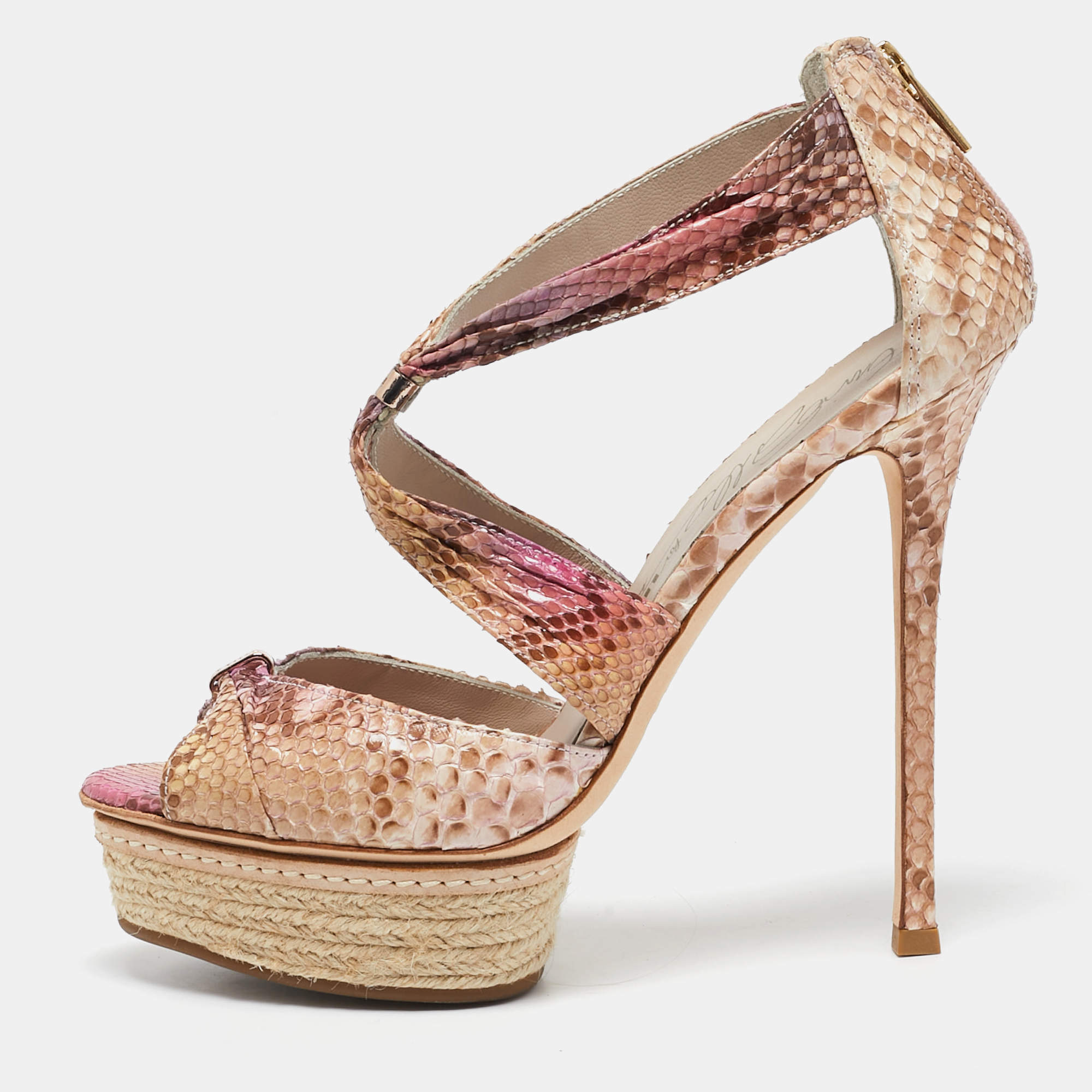 Le Silla Multicolor Snakeskin Platform Sandals Size 37.5