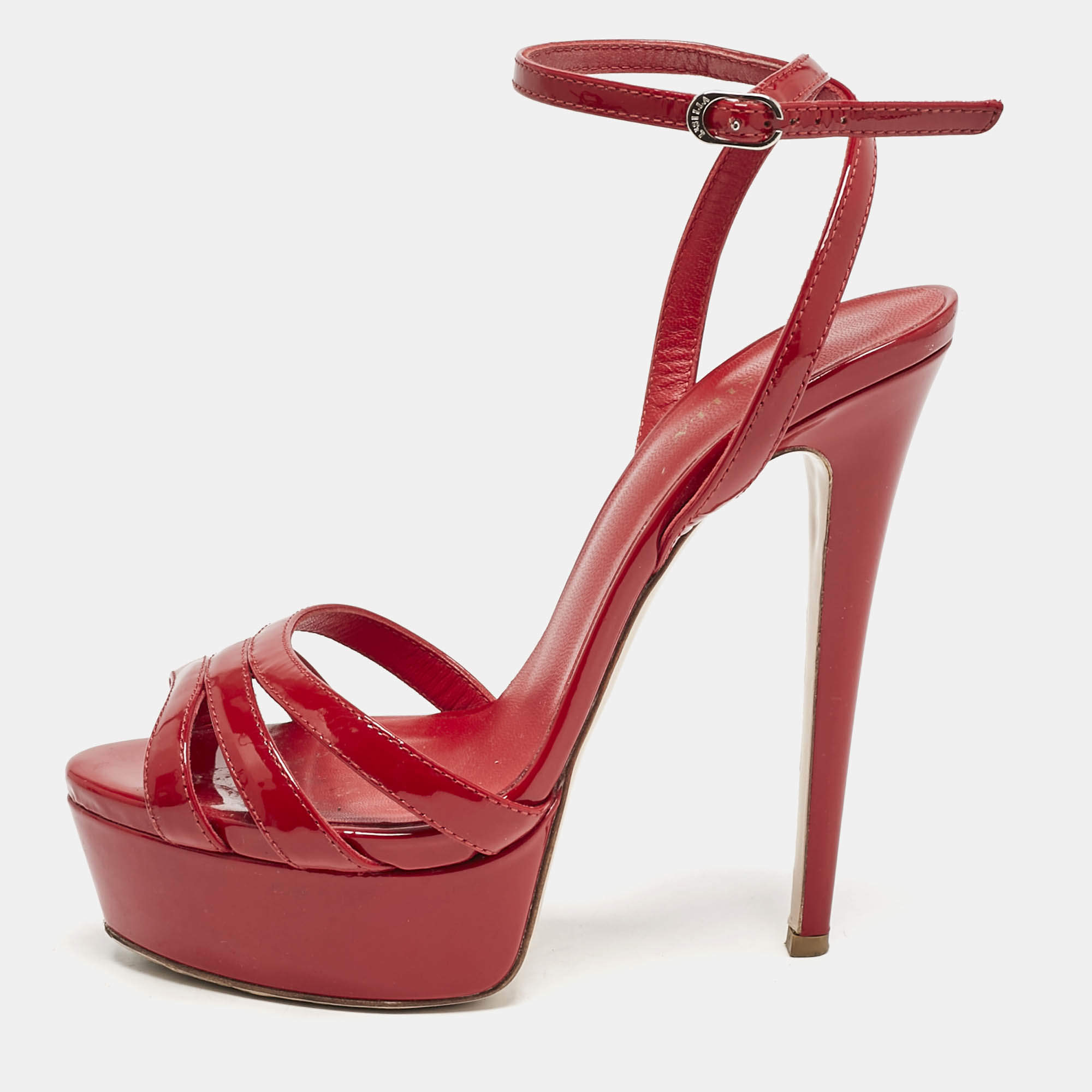 Pre Owned Le Silla Red Patent Leather Lola Platform Sandals Size 36