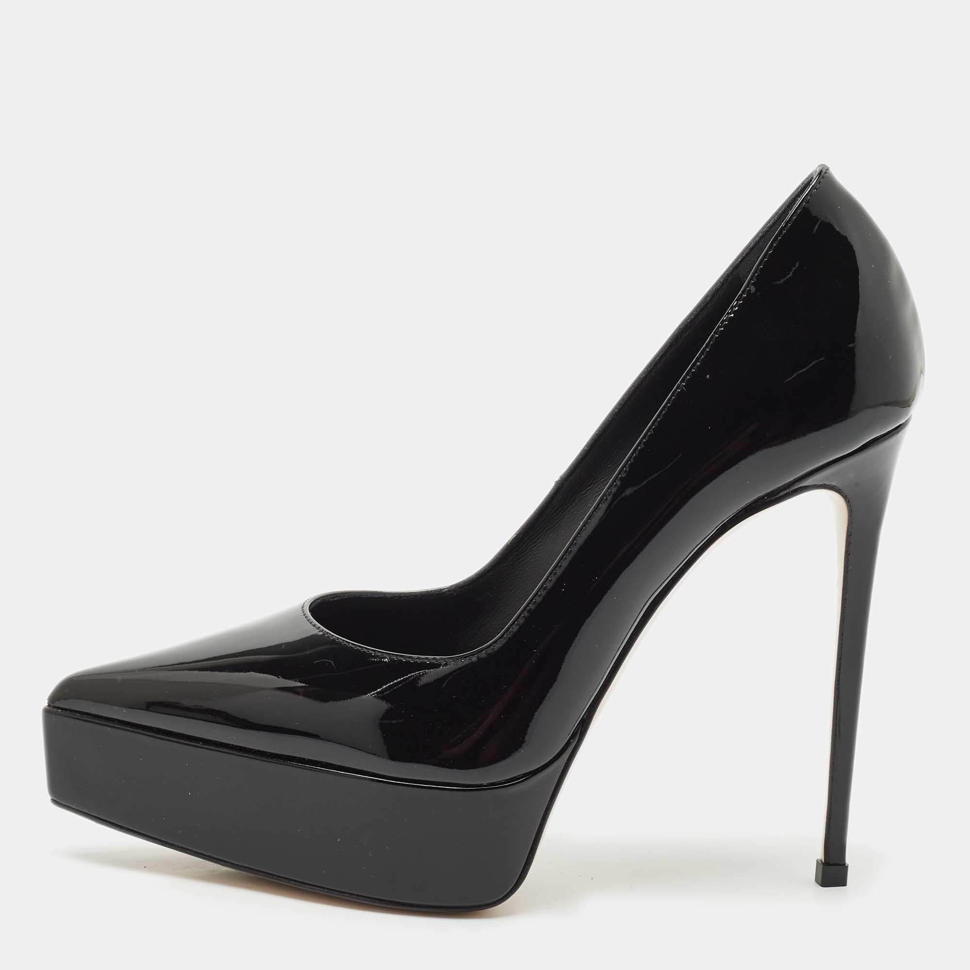 Pre Owned Le Silla Black Patent Leather Uma Platform Pumps Size 35.5