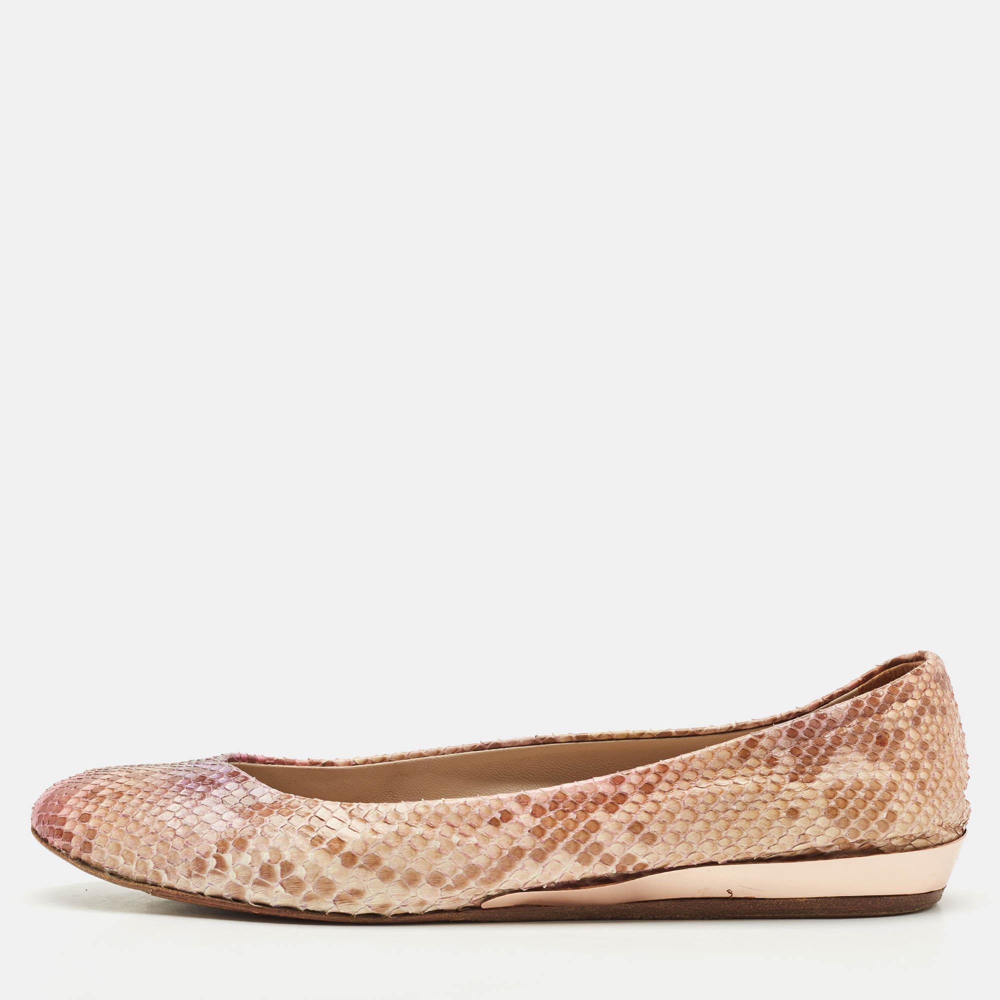 Pre Owned Le Silla Multicolor Snakeskin Leather Ballet Flats Size 39