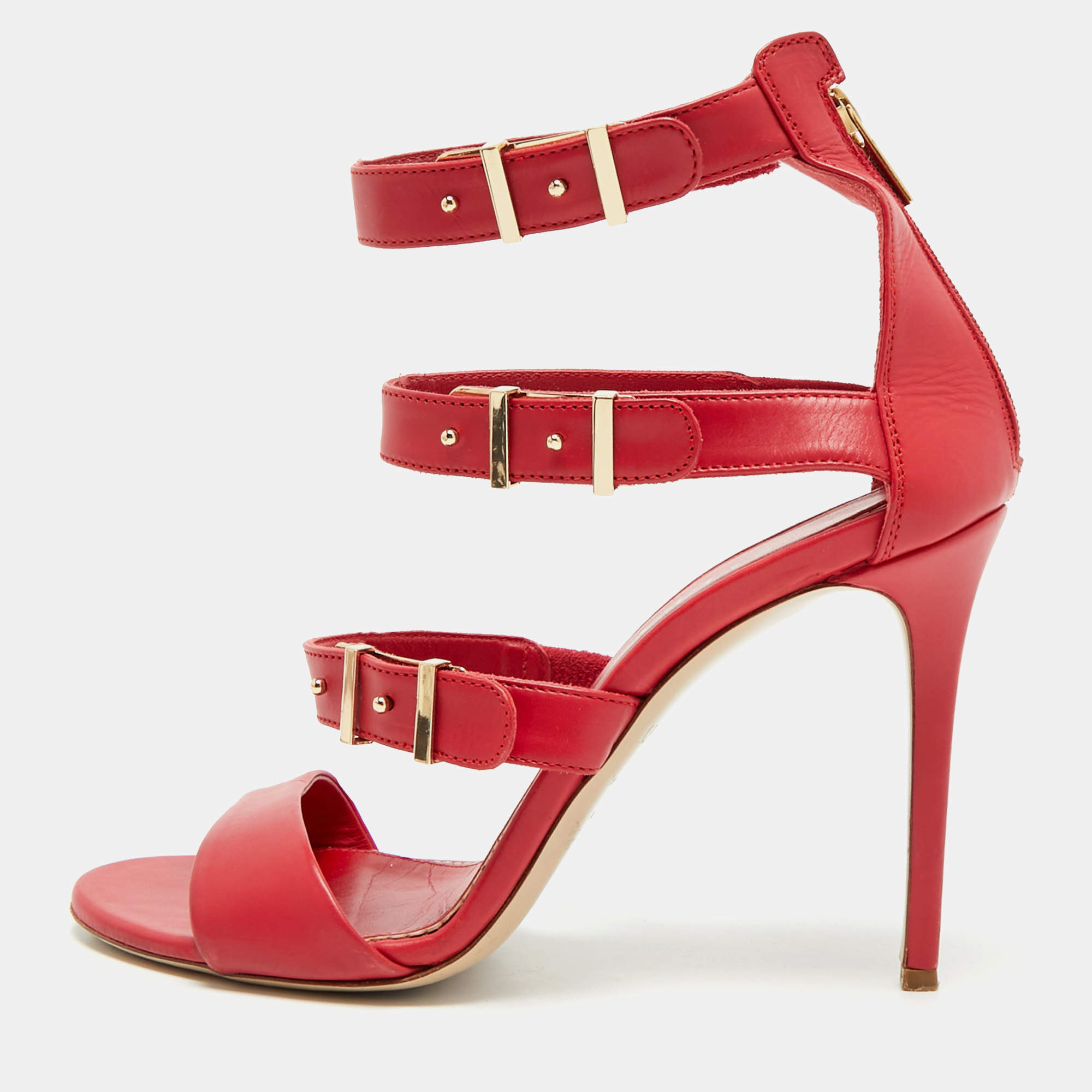 Pre Owned Le Silla Red Leather and Suede Minerva Strappy Sandals Size 38
