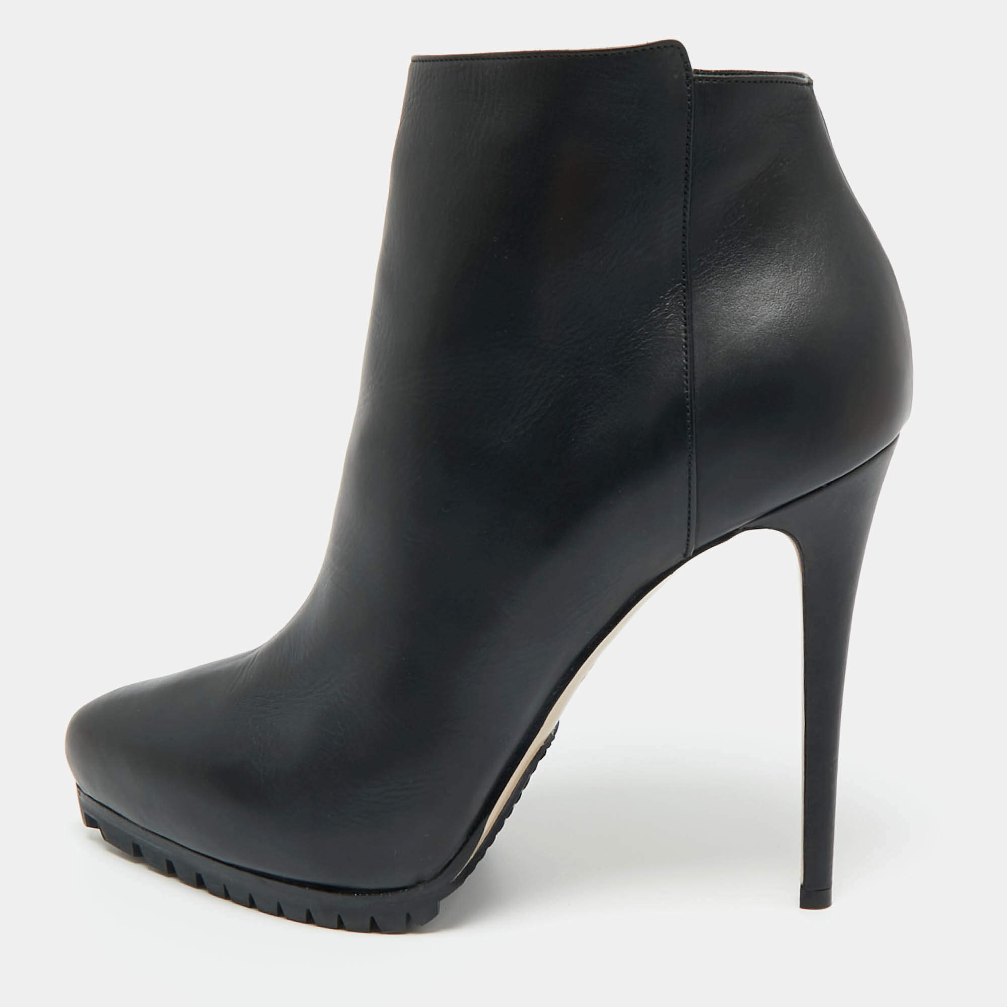 Pre Owned Le Silla Black Leather Ankle Length Boots Size 40