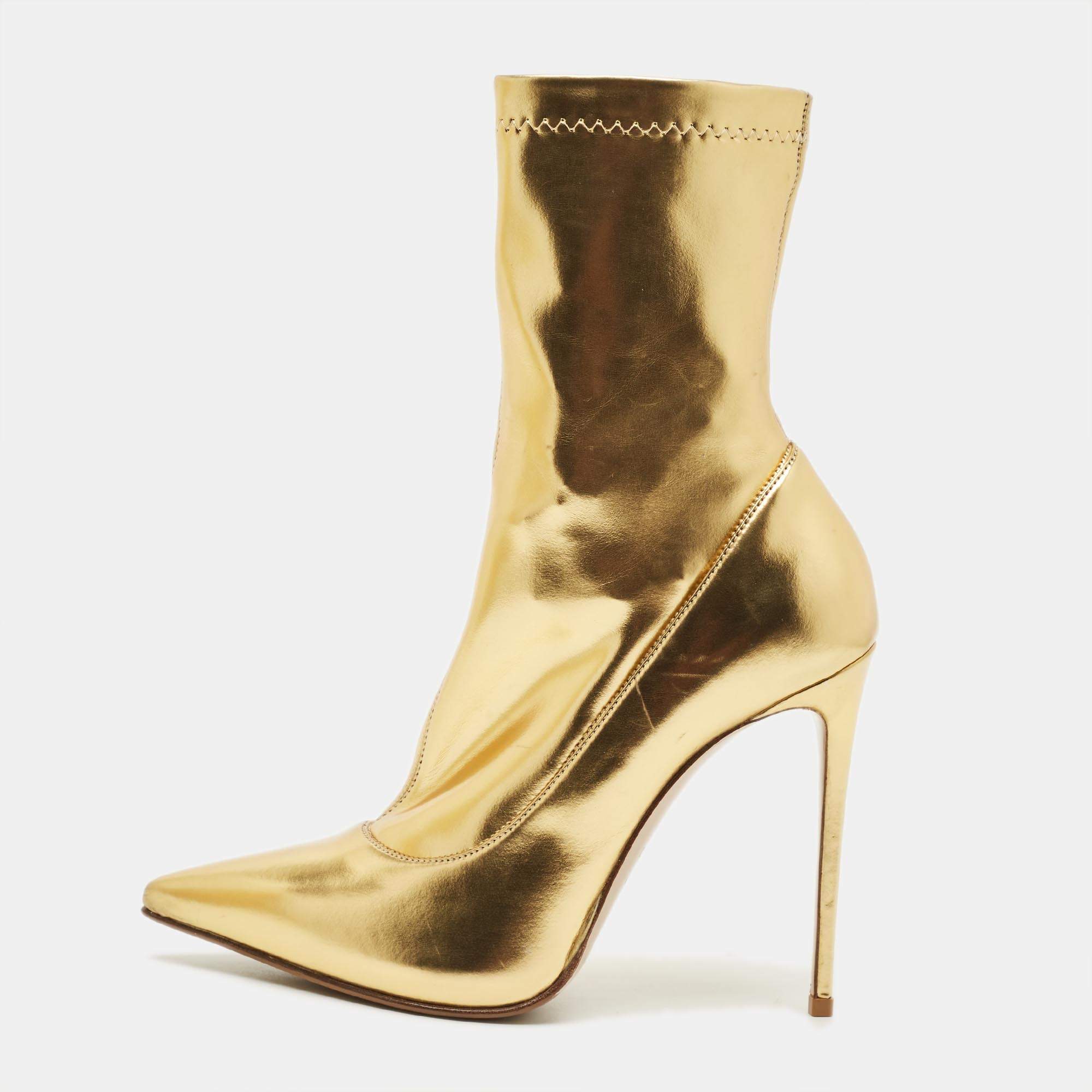 مملوكة مسبقًا Le Silla Eva Size 38 Gold Leather Ankle Length Boots