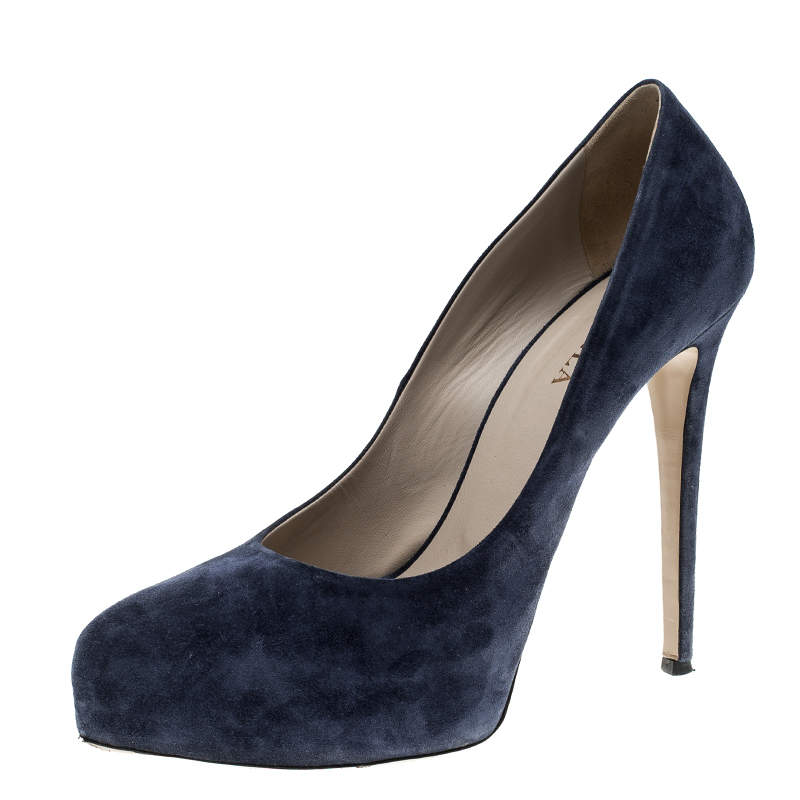 Pre Owned Le Silla Powder Blue Suede Platform Pumps Size 40