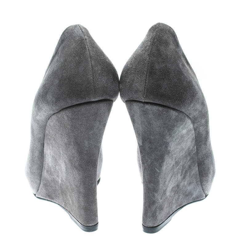 Grey discount suede wedges