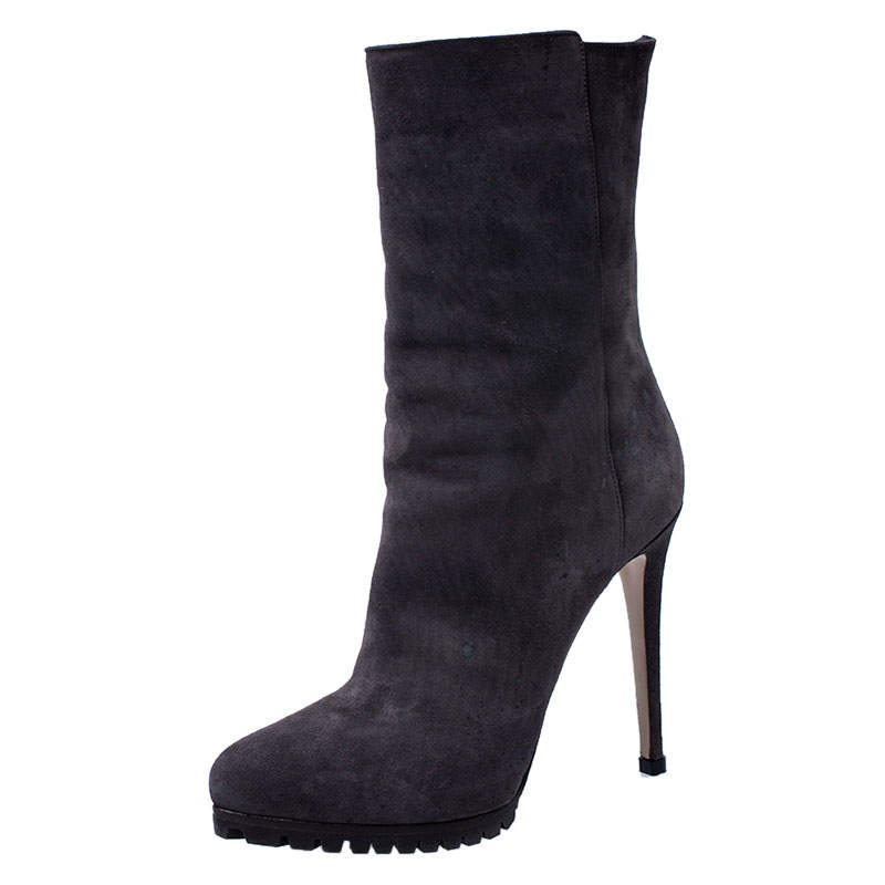 Pre Owned Le Silla Brown Suede Mid Calf Pointed Toe Boots Size 38