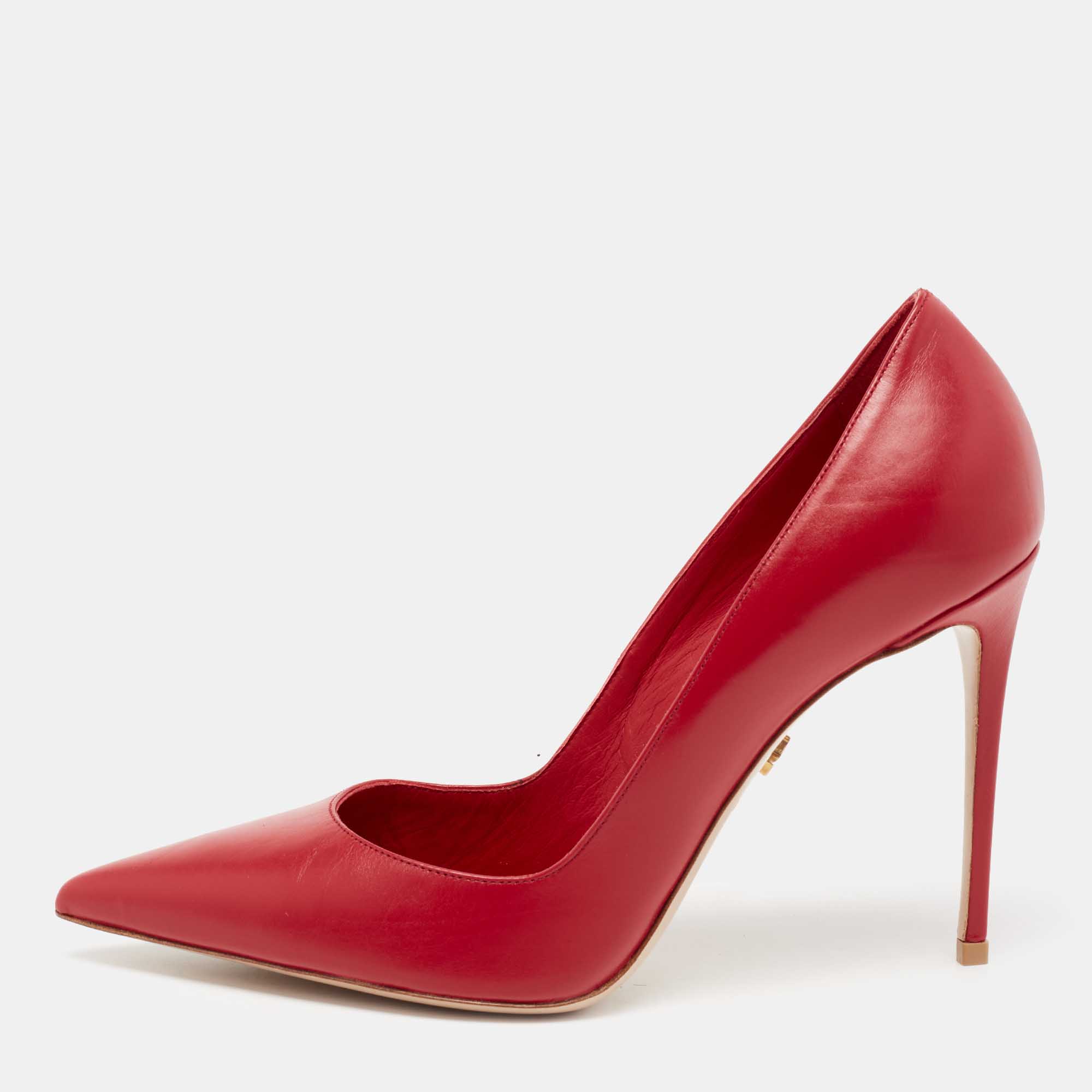 Le Silla Red Cobalt Leather Pointed Toe Pumps Size 39