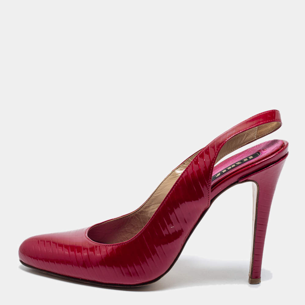 Pre Owned Le Silla Pink Patent Leather Slingback Pumps Size 39