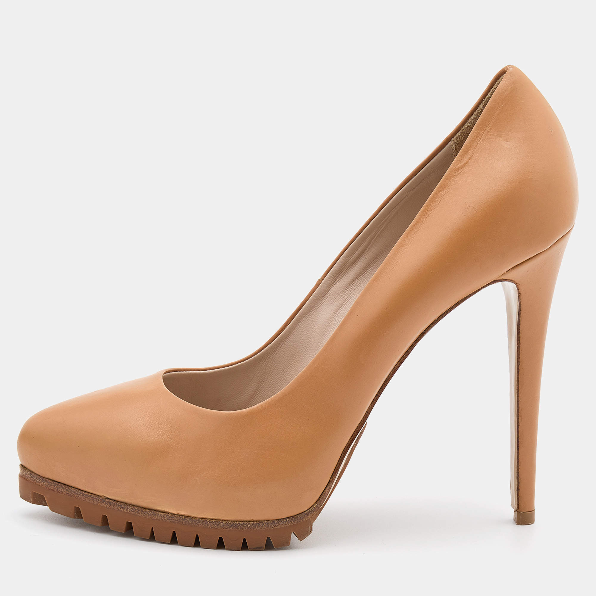 Le Silla Brown Leather Pointed Toe Platform Pumps Size 37