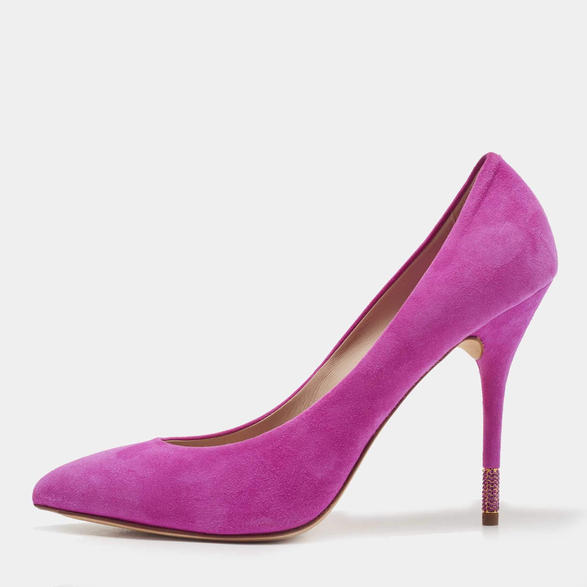 Le Silla Pink Suede Pointed Toe Pumps Size 39.5