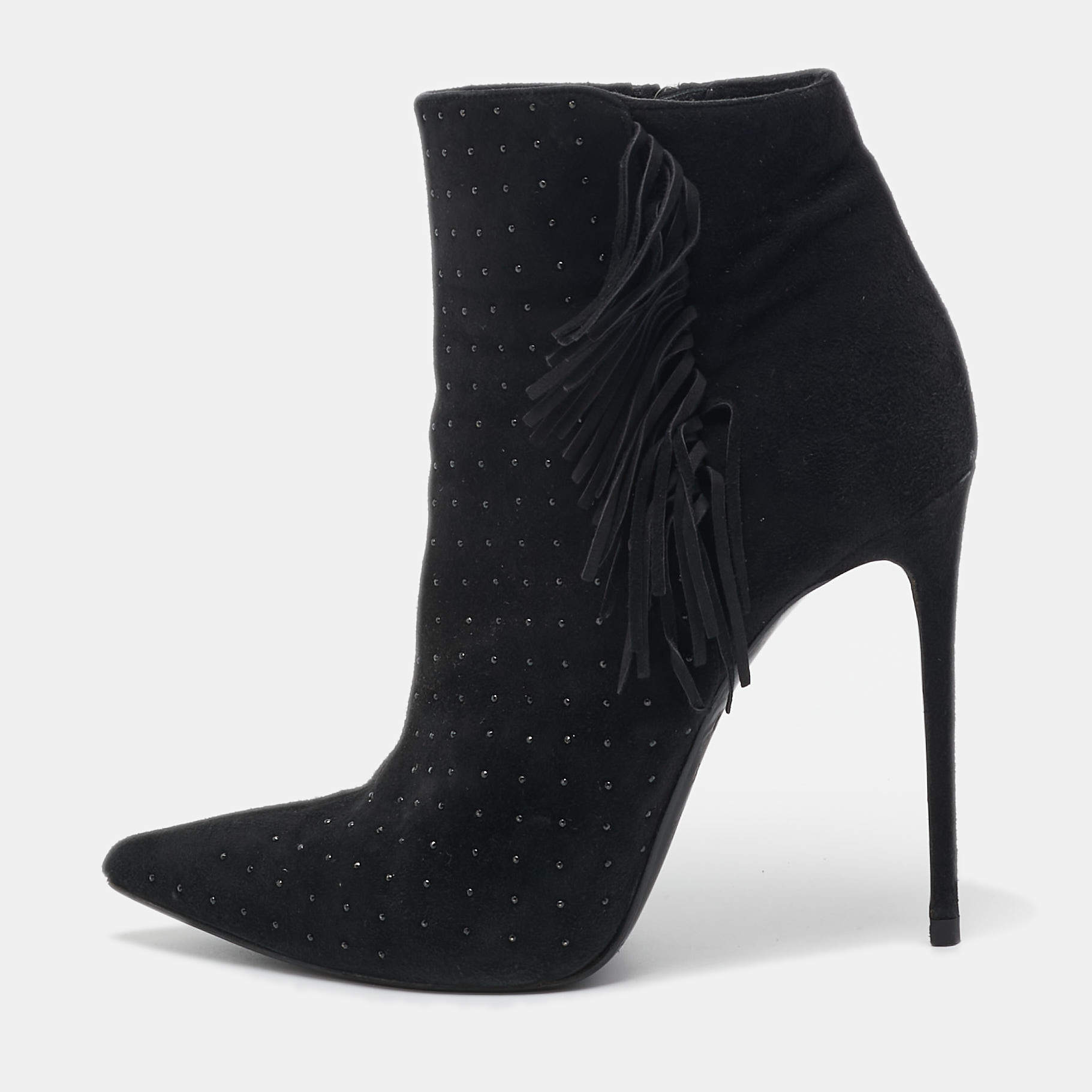 Le Silla Black Suede Studded Lace Up Ankle Boots Size 38 Le Silla