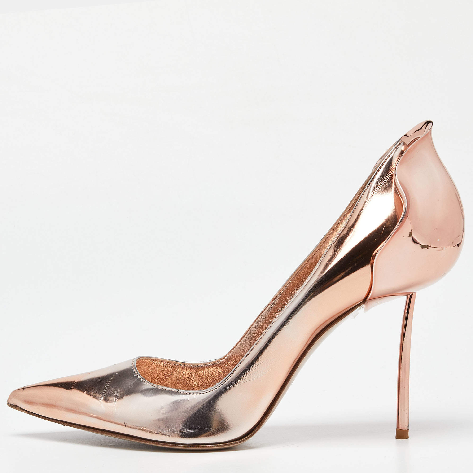 Le Silla Rose Gold Leather Petalo Pumps Size 41