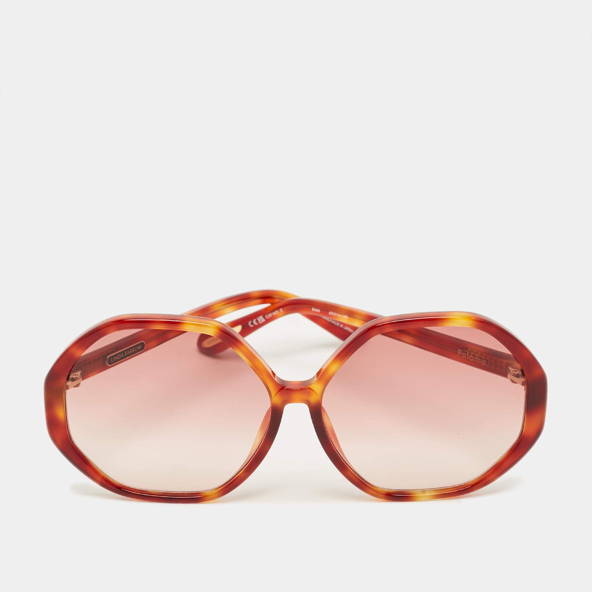 مملوكة مسبقًا Linda Farrow Tortoise Brown Gradient 8466 Paloma Oversized Sunglasses