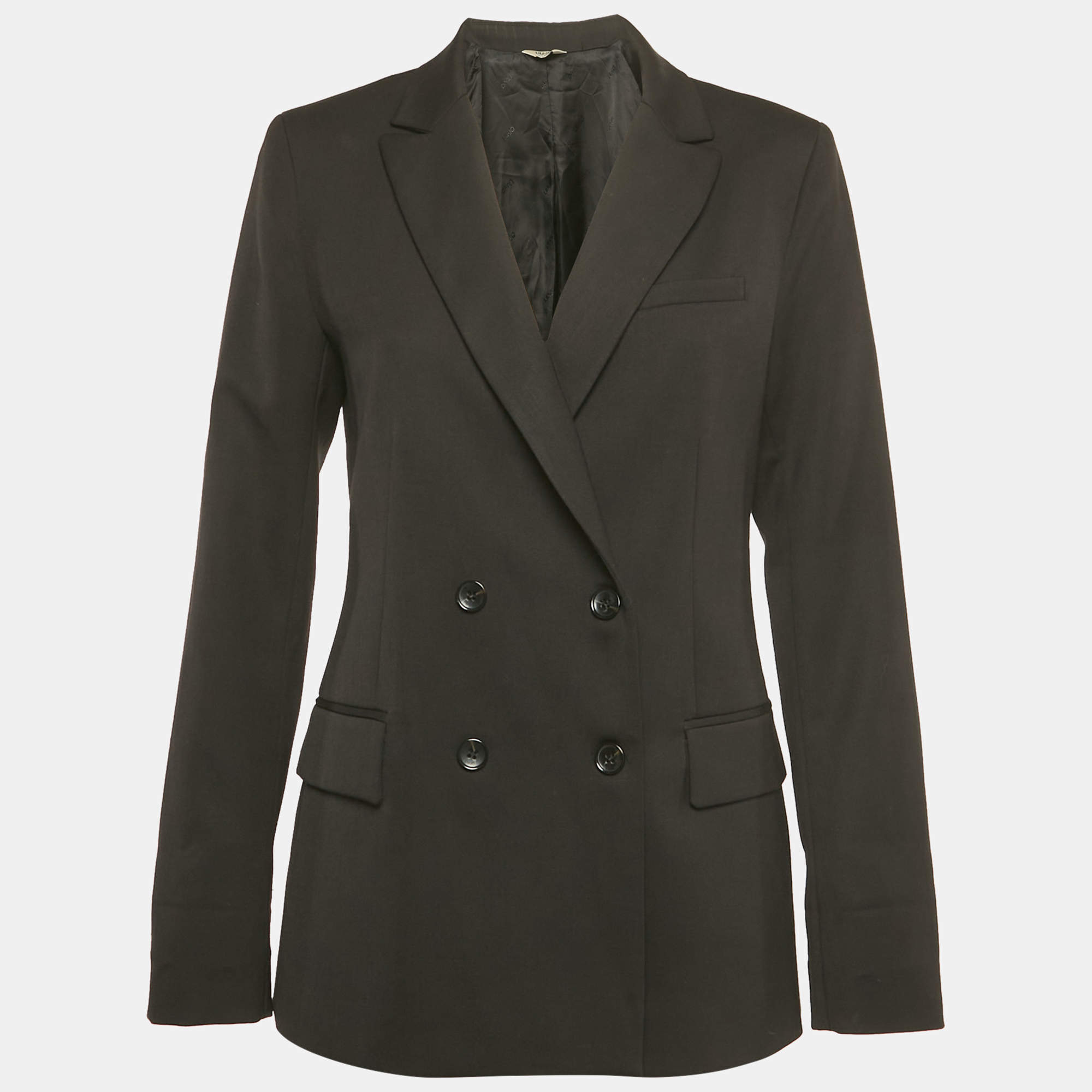 Pre Owned Liu Jo Black Wool Blend Double Breasted Blazer M