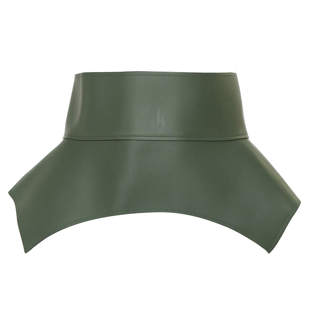 Pre Owned Loewe Green Leather Obi Corset Belt M