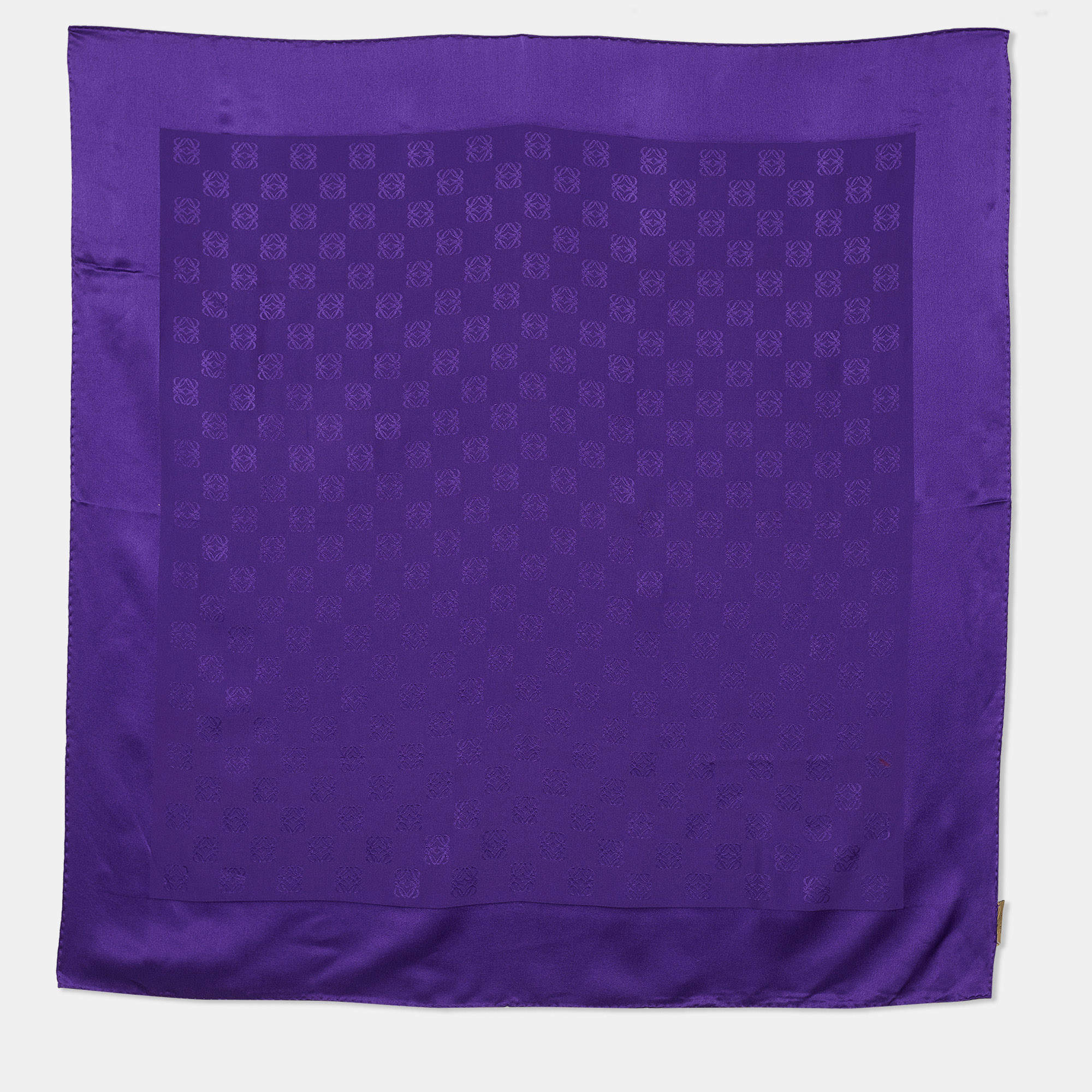 Pre Owned Loewe Purple Anagram Jacquard Silk Scarf