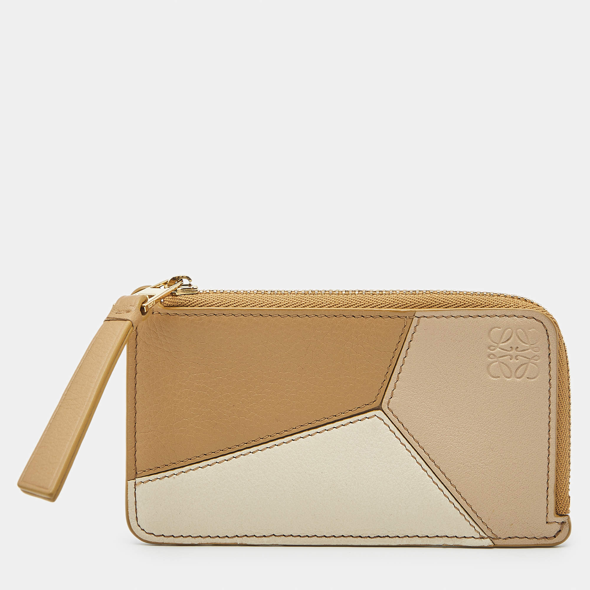 Pre Owned Loewe Multicolor Leather Puzzle Zip Card Holder