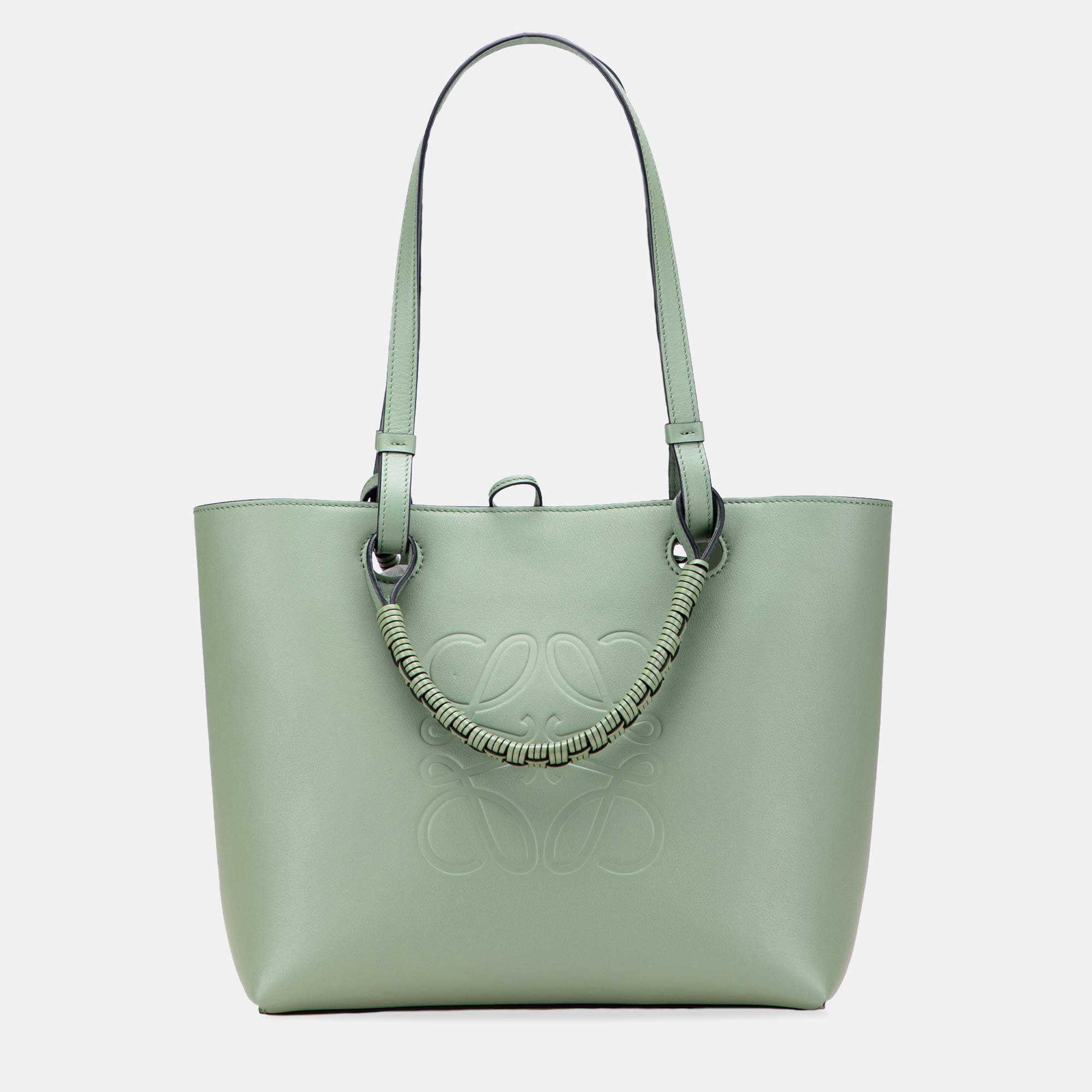 Pre Owned Loewe Green Small Smooth Calfskin Anagram Tote