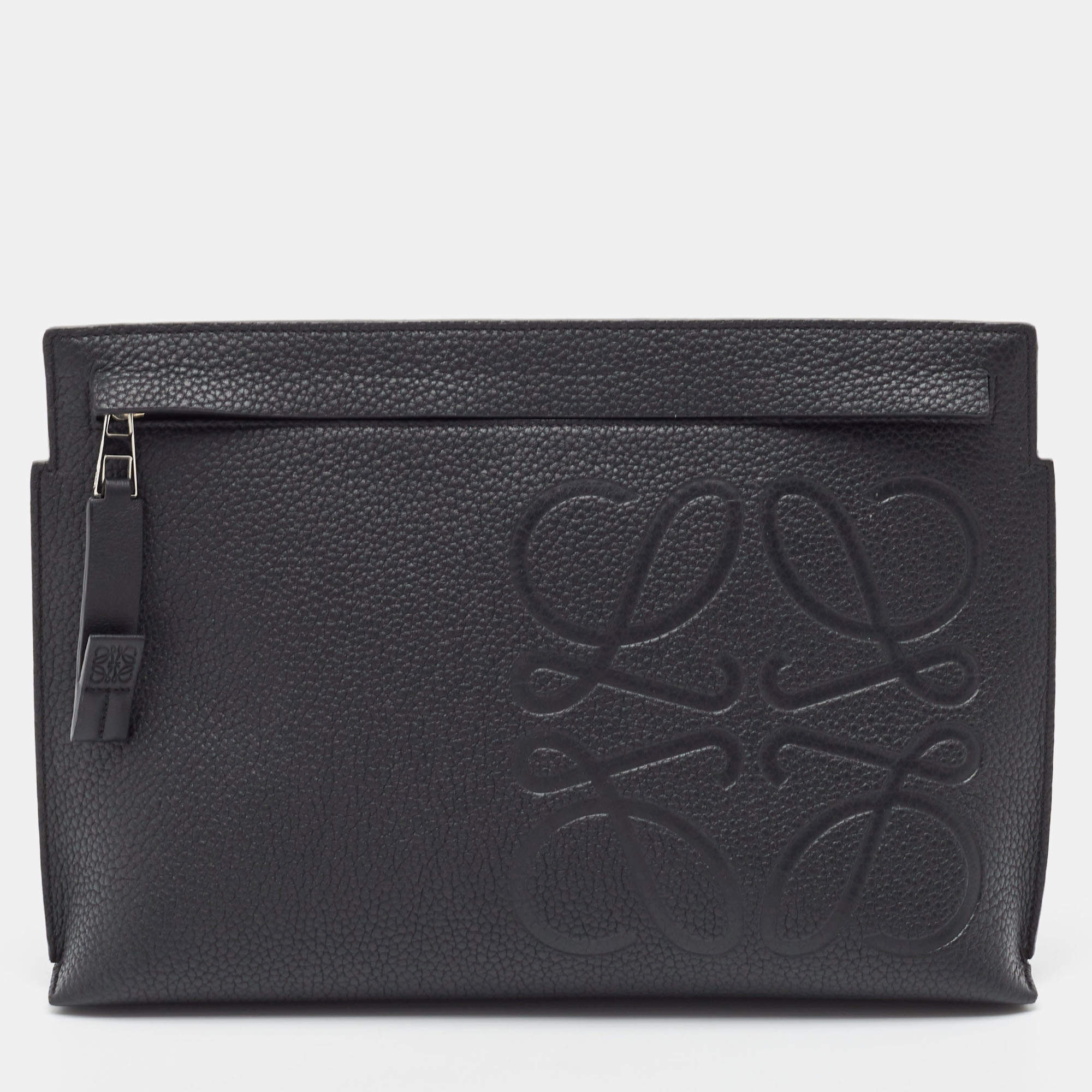 Pre Owned Loewe Black Leather Anagram T Pouch