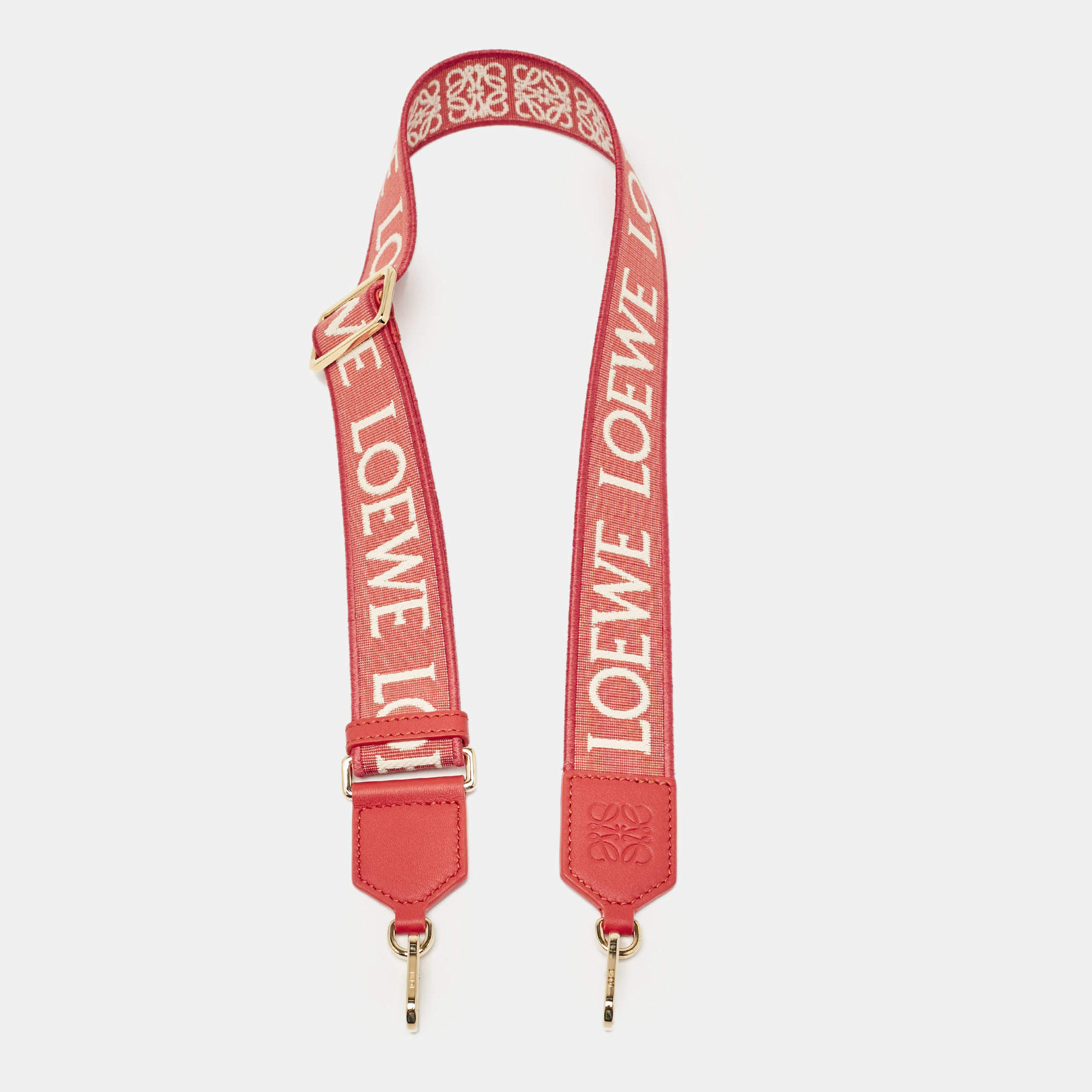 Pre Owned Loewe Orange/Beige Anagram Canvas and Leather Adjustable Bag Strap