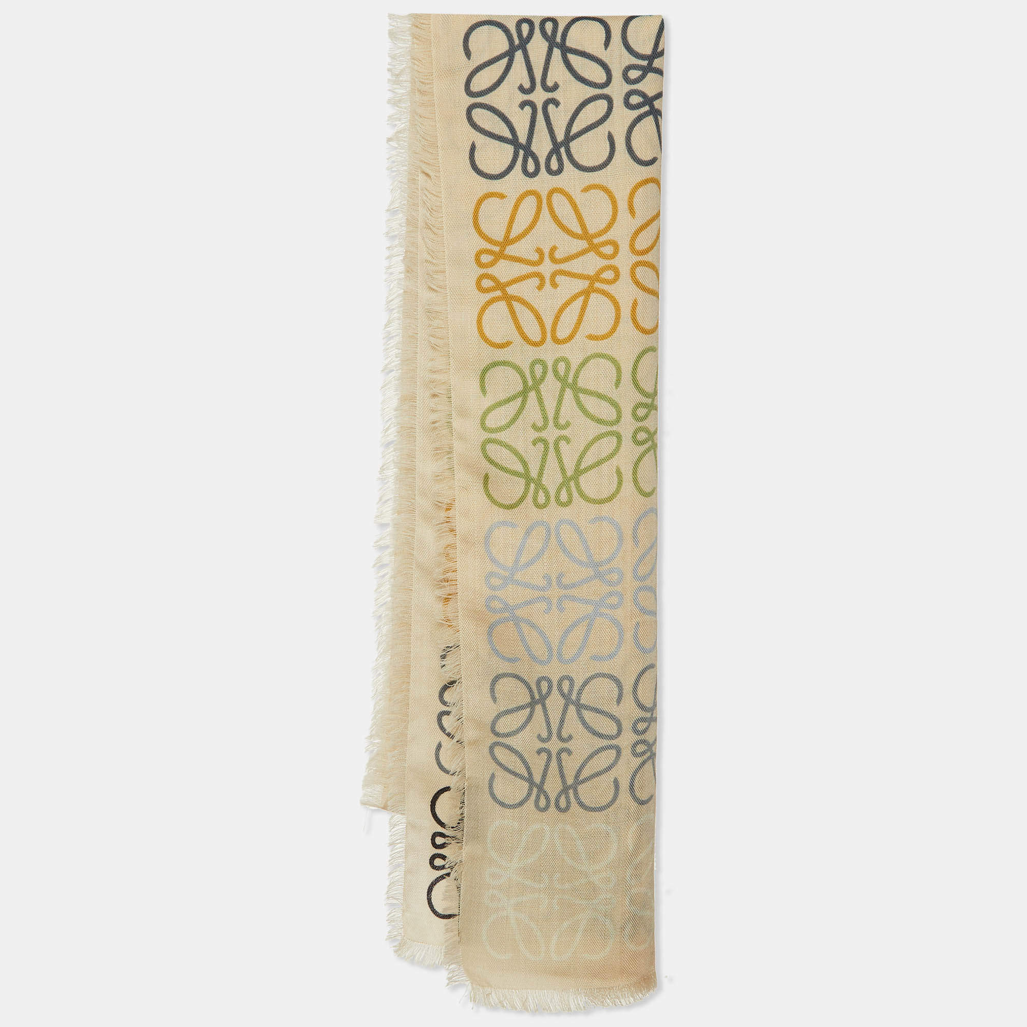 Loewe Beige Anagram Wool & Silk Scarf