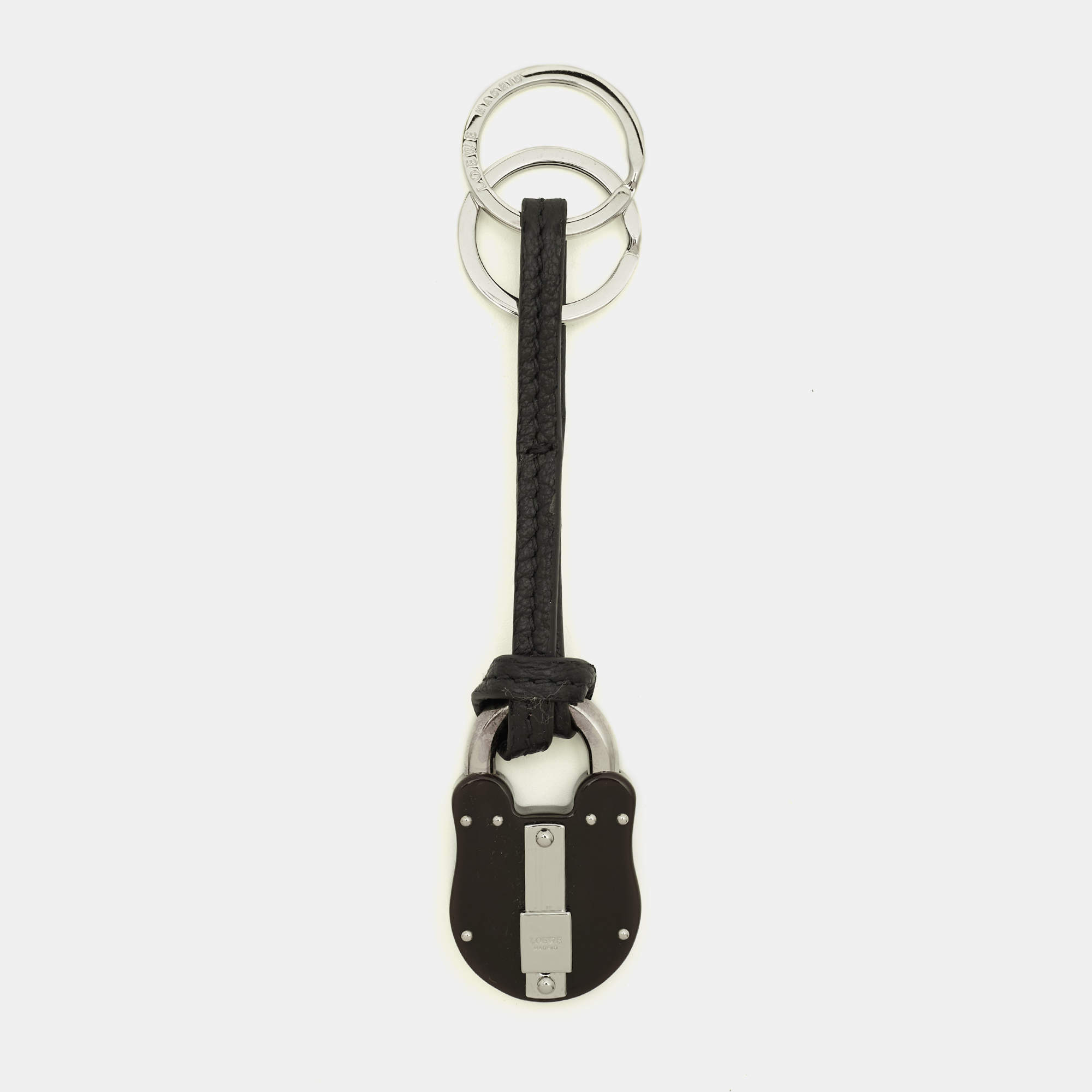 مملوكة مسبقًا Loewe Padlock Key Ring Black Leather