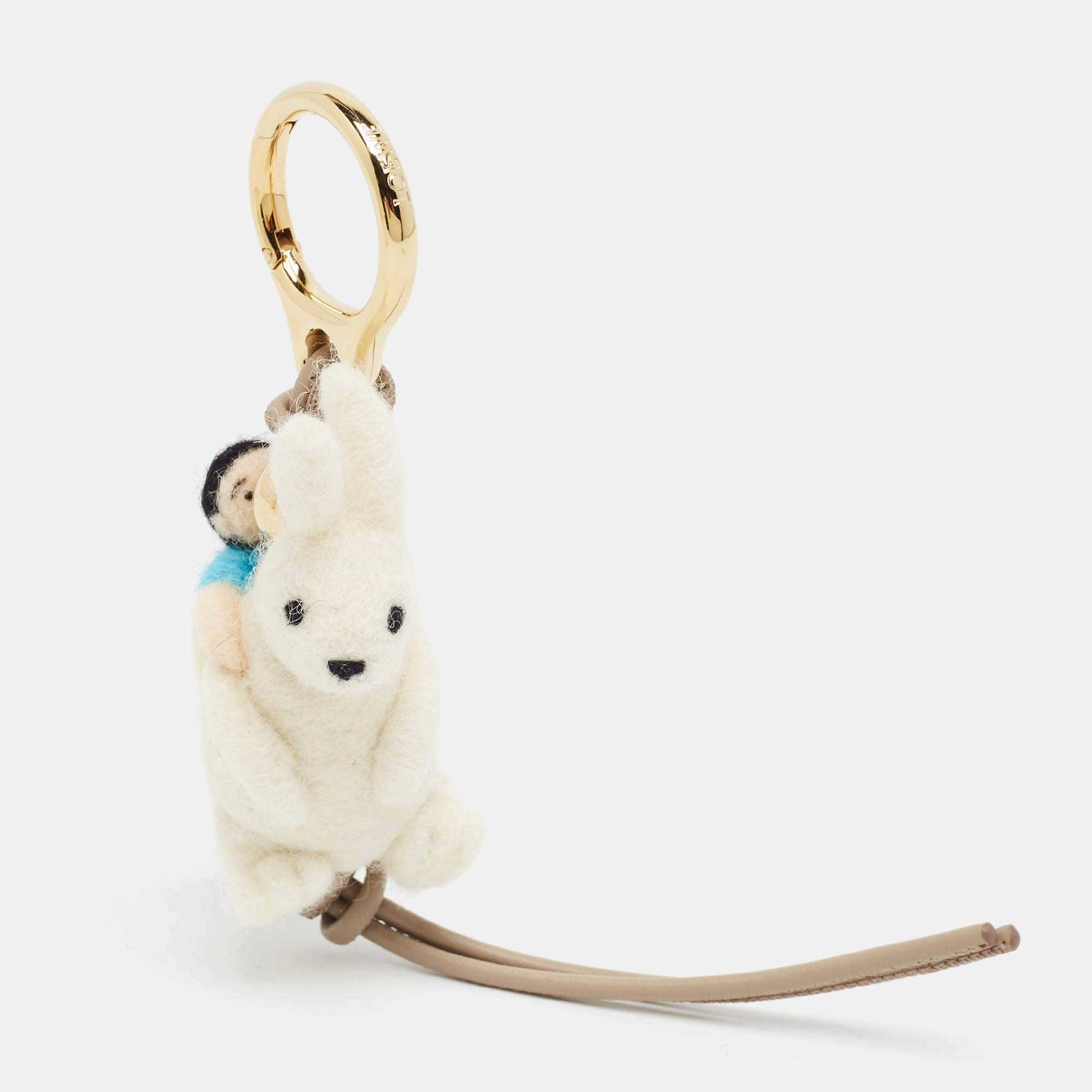 Pre Owned Loewe Rabbit Fabric and Leather Gold Tone Bag Charm