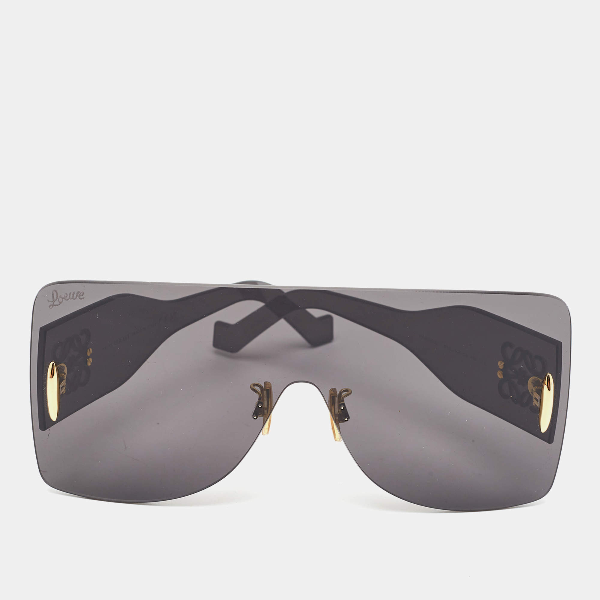 Pre Owned Loewe Grey LW40093U Anagram Mask Shield Sunglasses