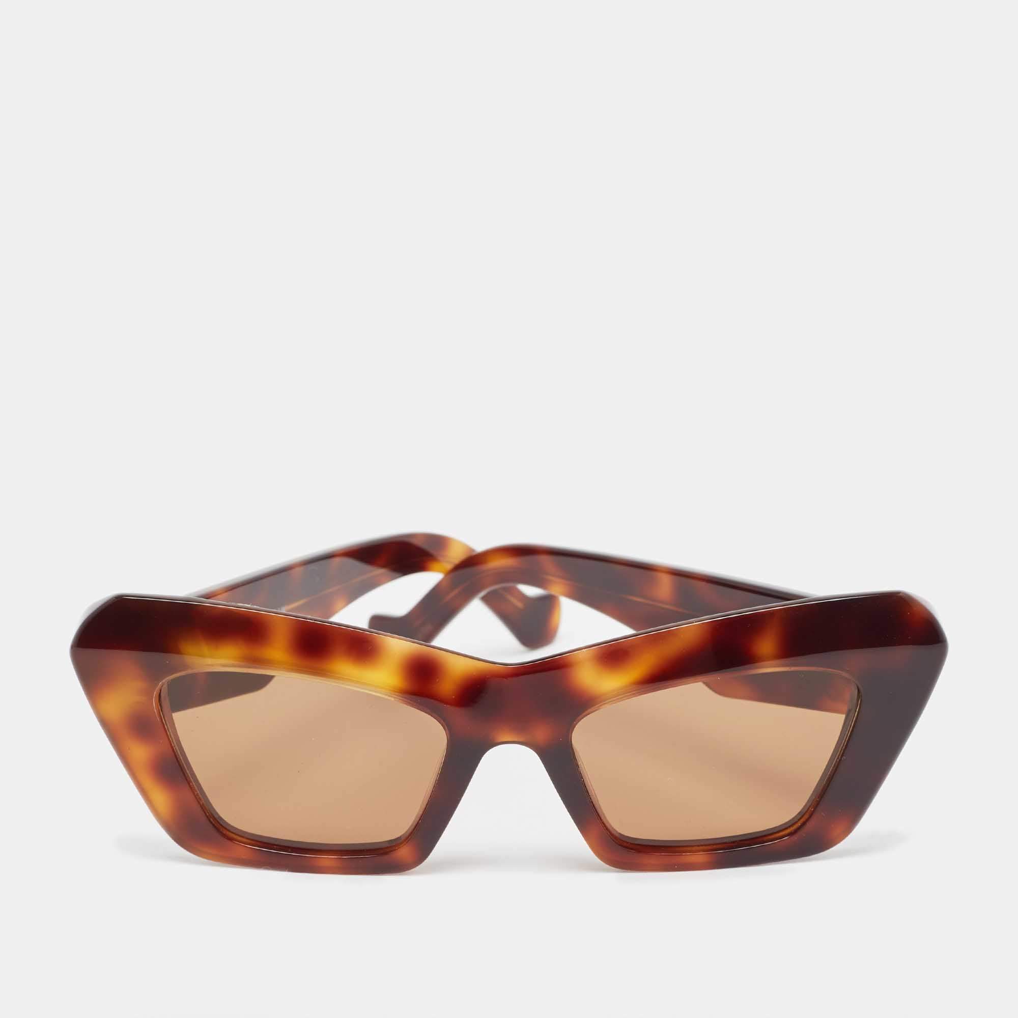 Pre Owned Loewe Brown Tortoise LW400361 Cat Eye Sunglasses