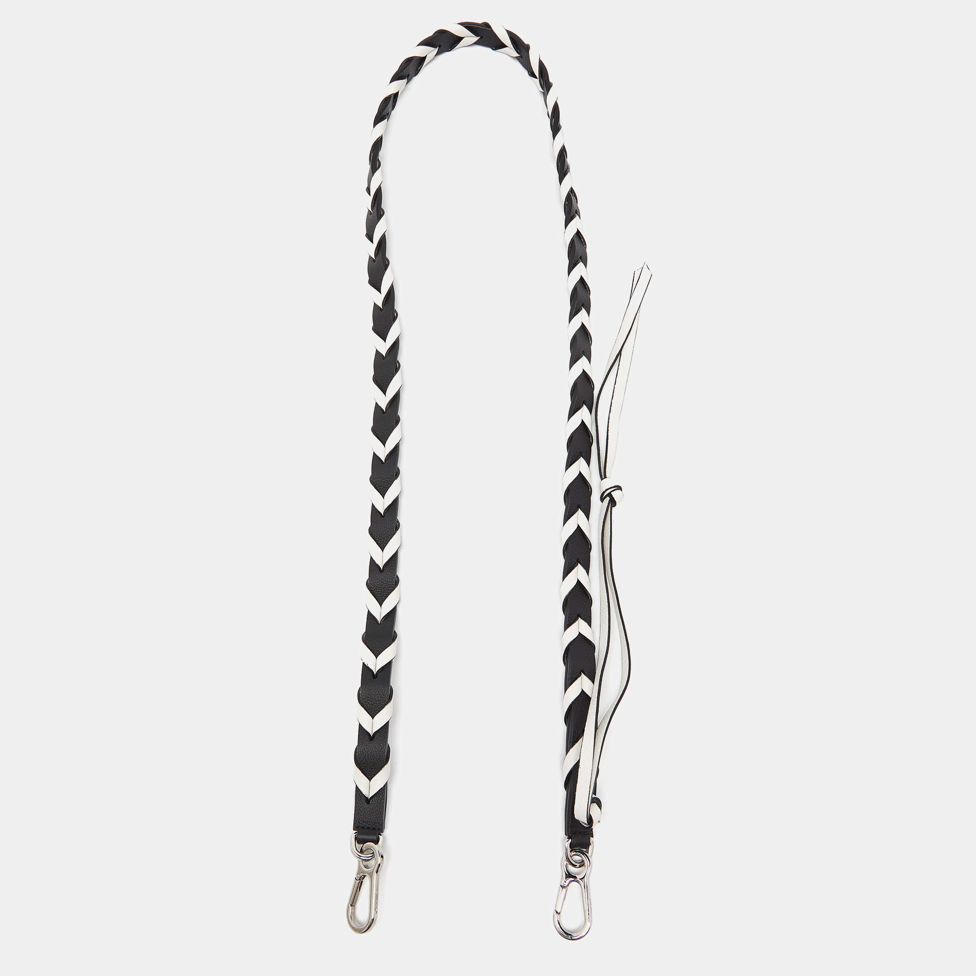 Pre Owned Loewe Black/White Leather Bag Strap