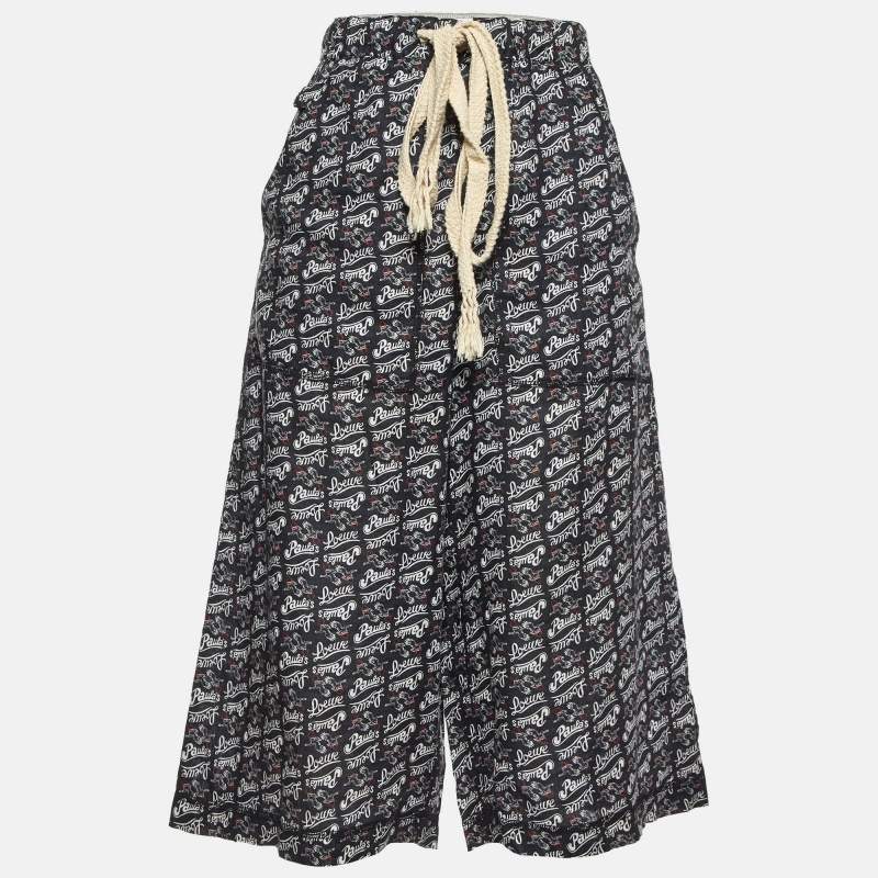 Pre Owned Loewe Navy Blue Printed Linen Culotte Pants XS