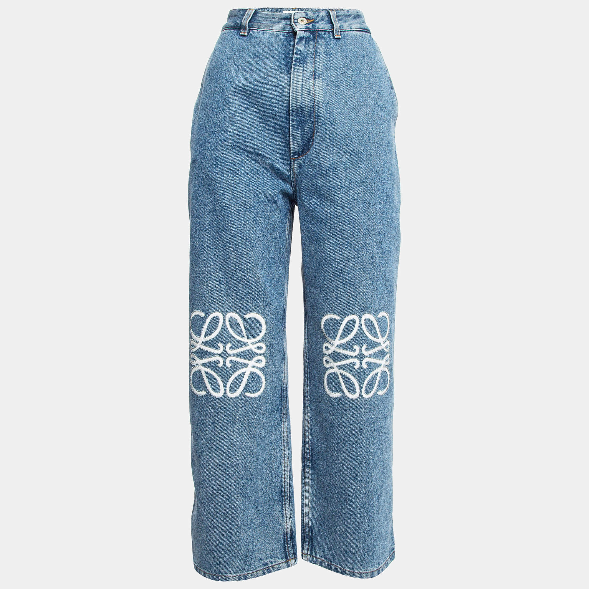 Pre Owned Loewe Blue Denim Anagram Baggy Jeans L Waist 30"