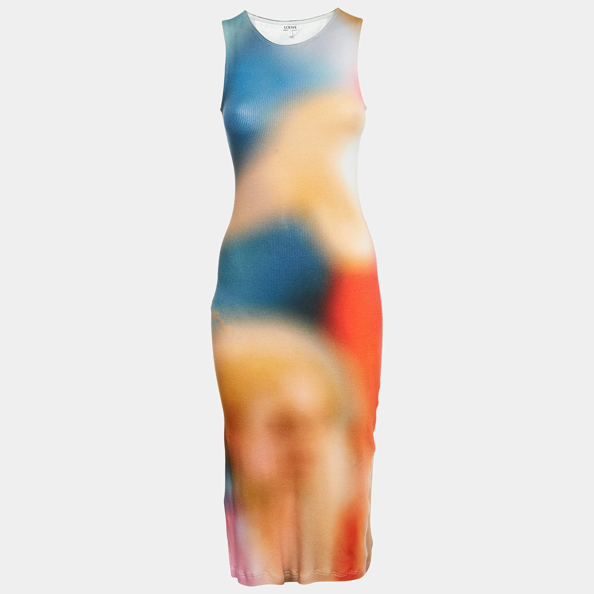 Pre Owned Loewe Multicolor Rib Knit Sleeveless Tank Dress XS