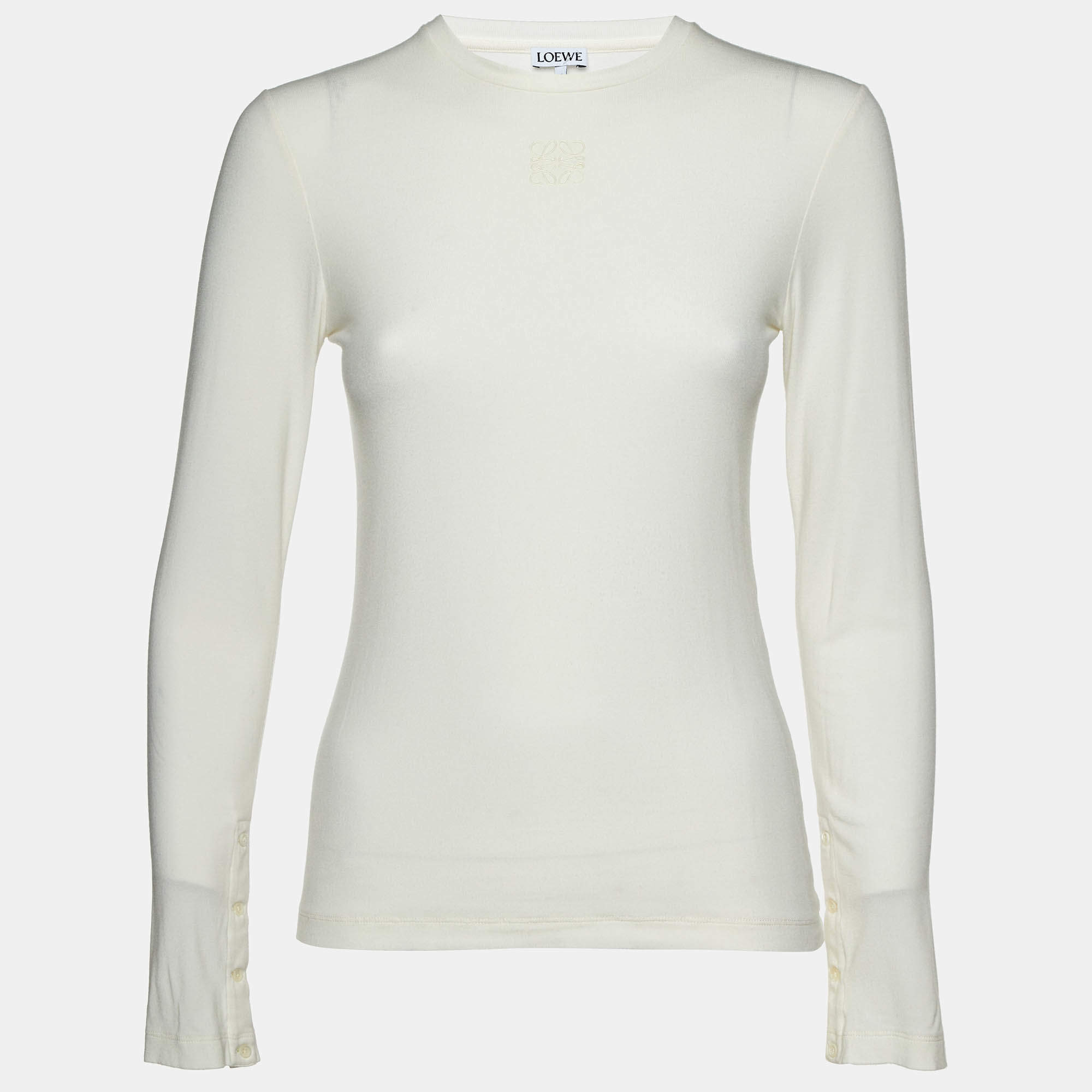 Loewe White Anagram Jersey Long Sleeve T-Shirt M