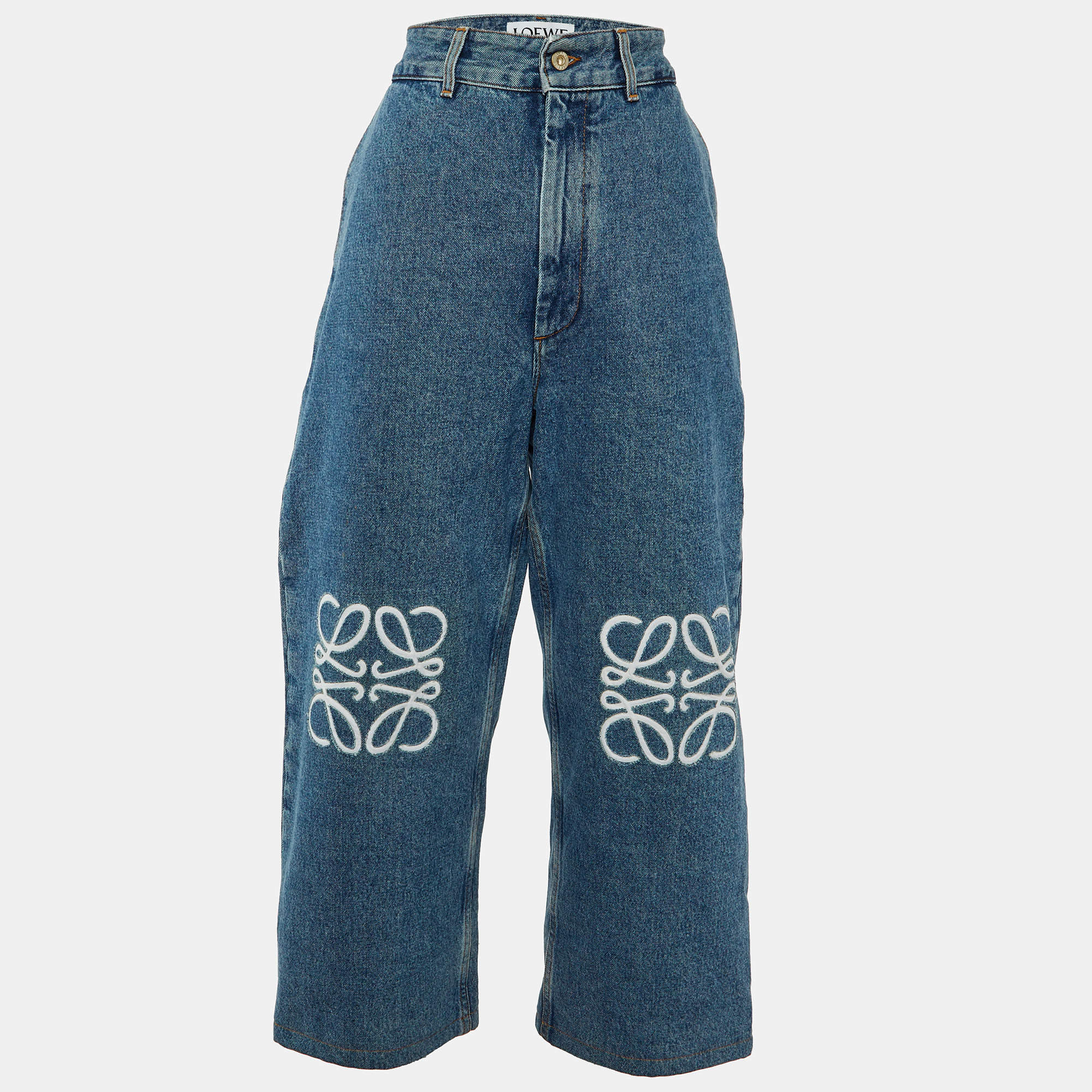 Pre Owned Loewe Blue Anagram Denim Baggy Jeans M Waist 32"