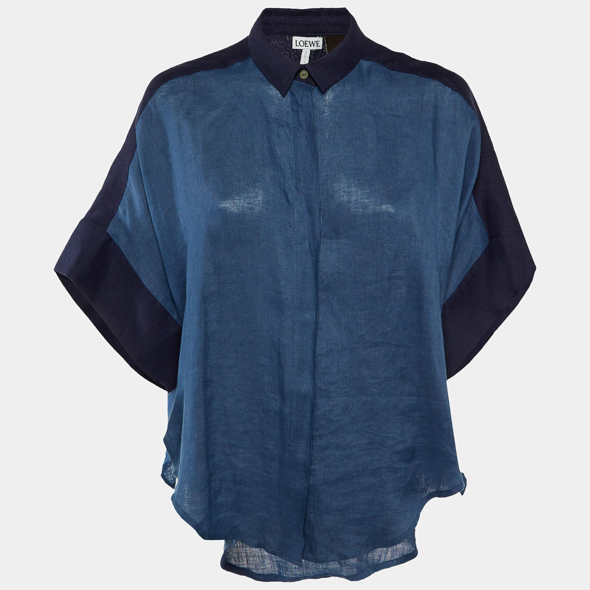 Loewe X Paula's Ibiza Blue Linen Button Front Oversized Shirt S 