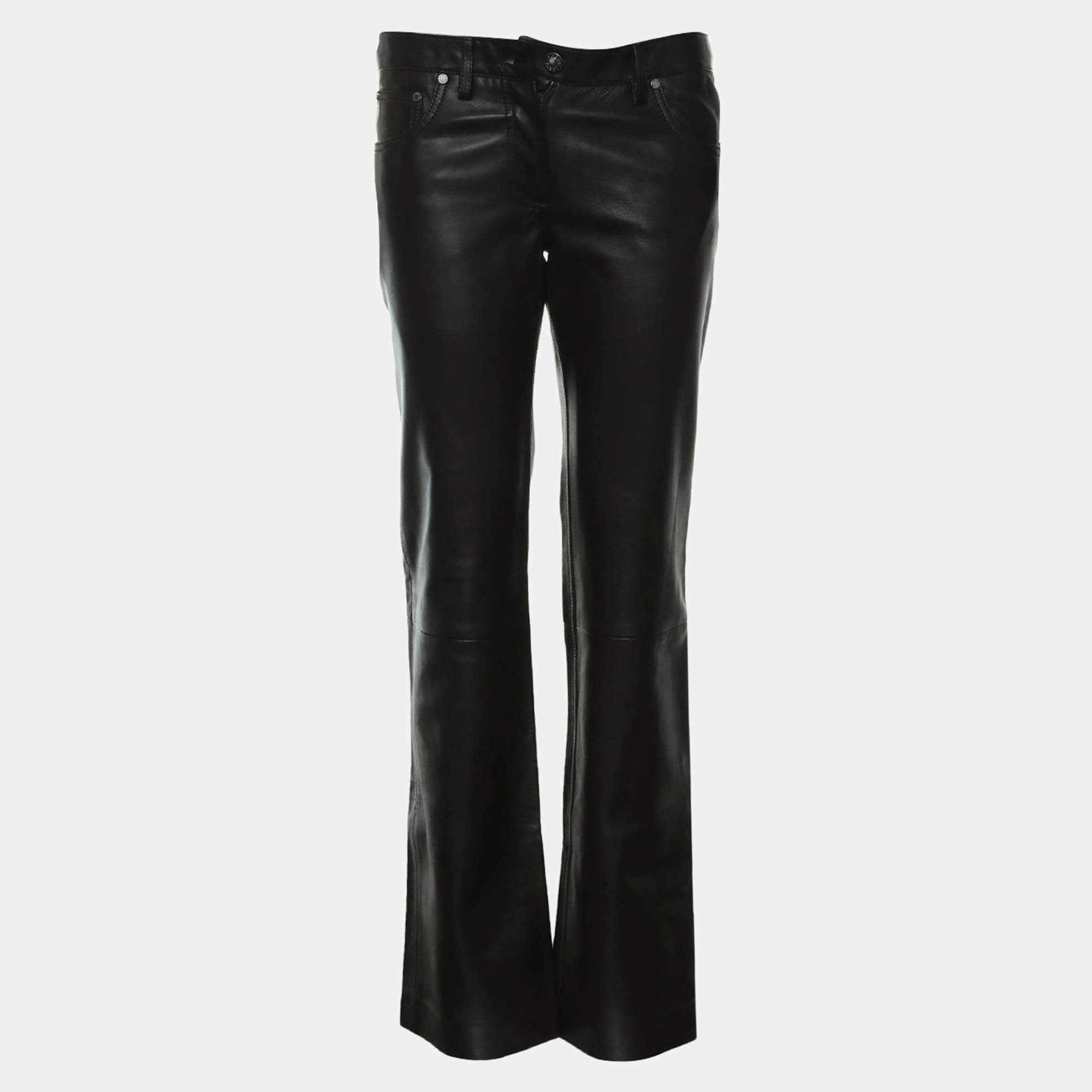 Loewe Brown Leather Long Pants EU 38